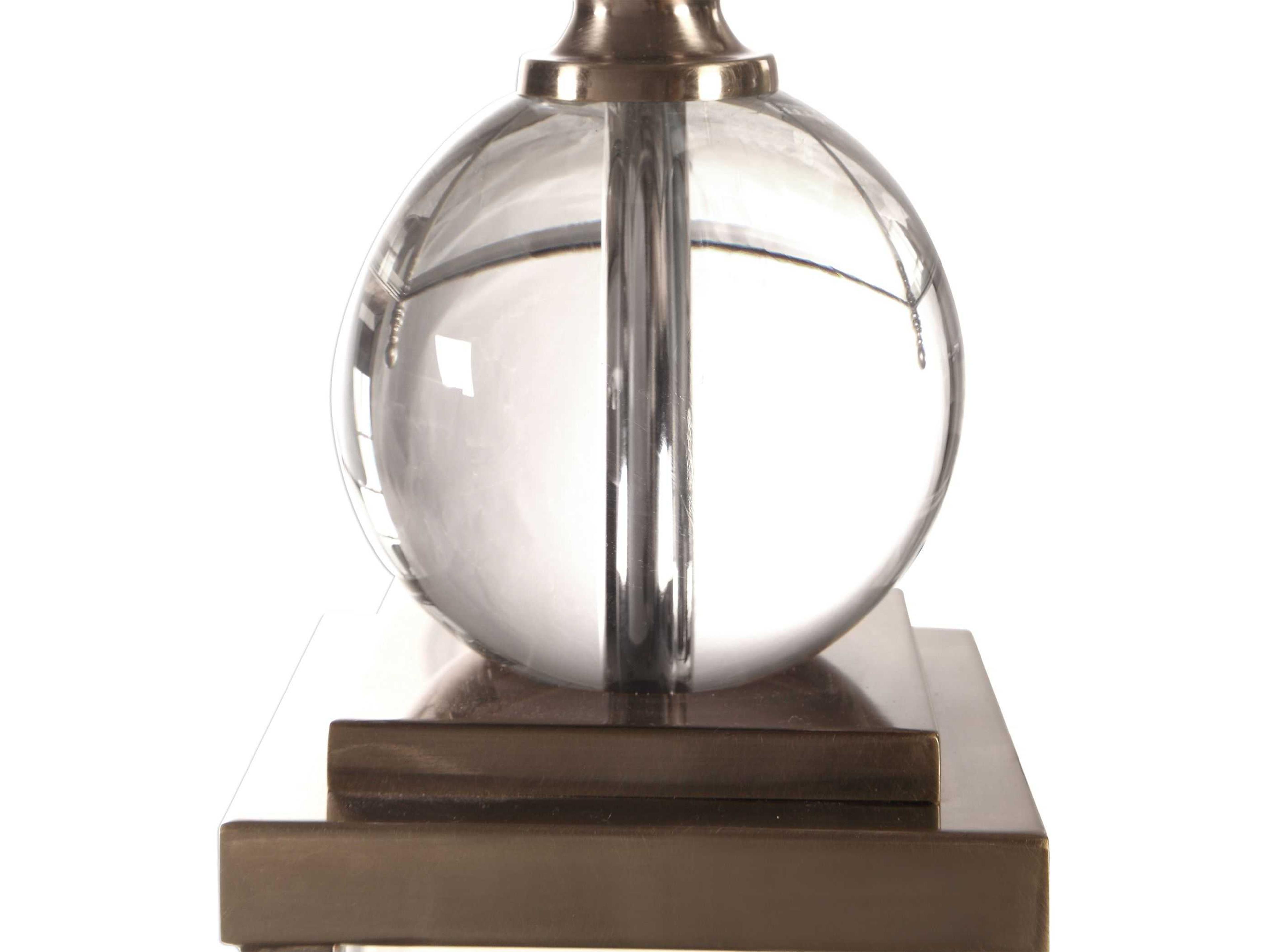 Uttermost Crista Crystal Clear Round Hardback Drum Nickel Buffet Lamp