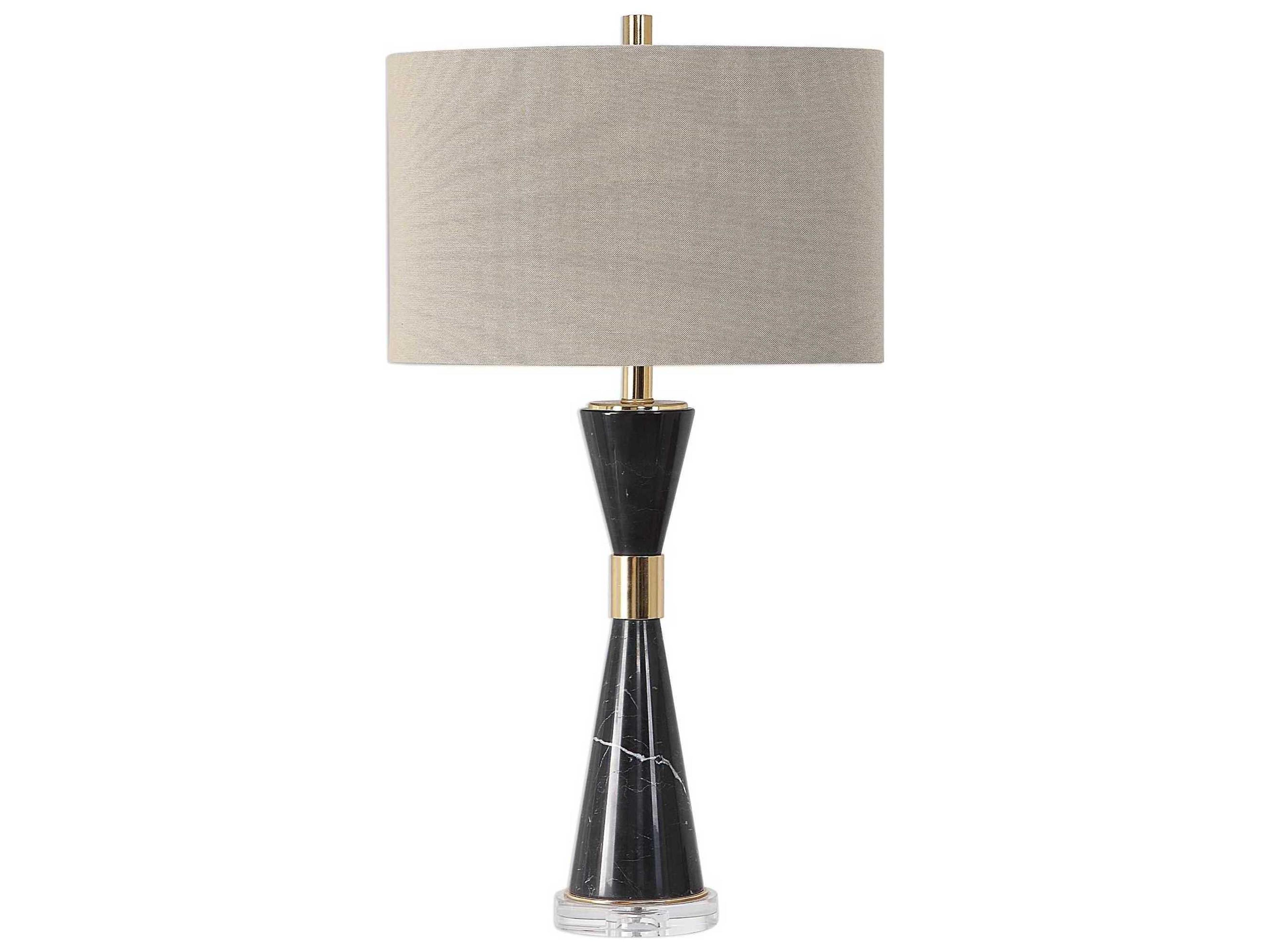 Uttermost Alastair Crystal Black Marble Oval Hardback Gold Buffet Lamp