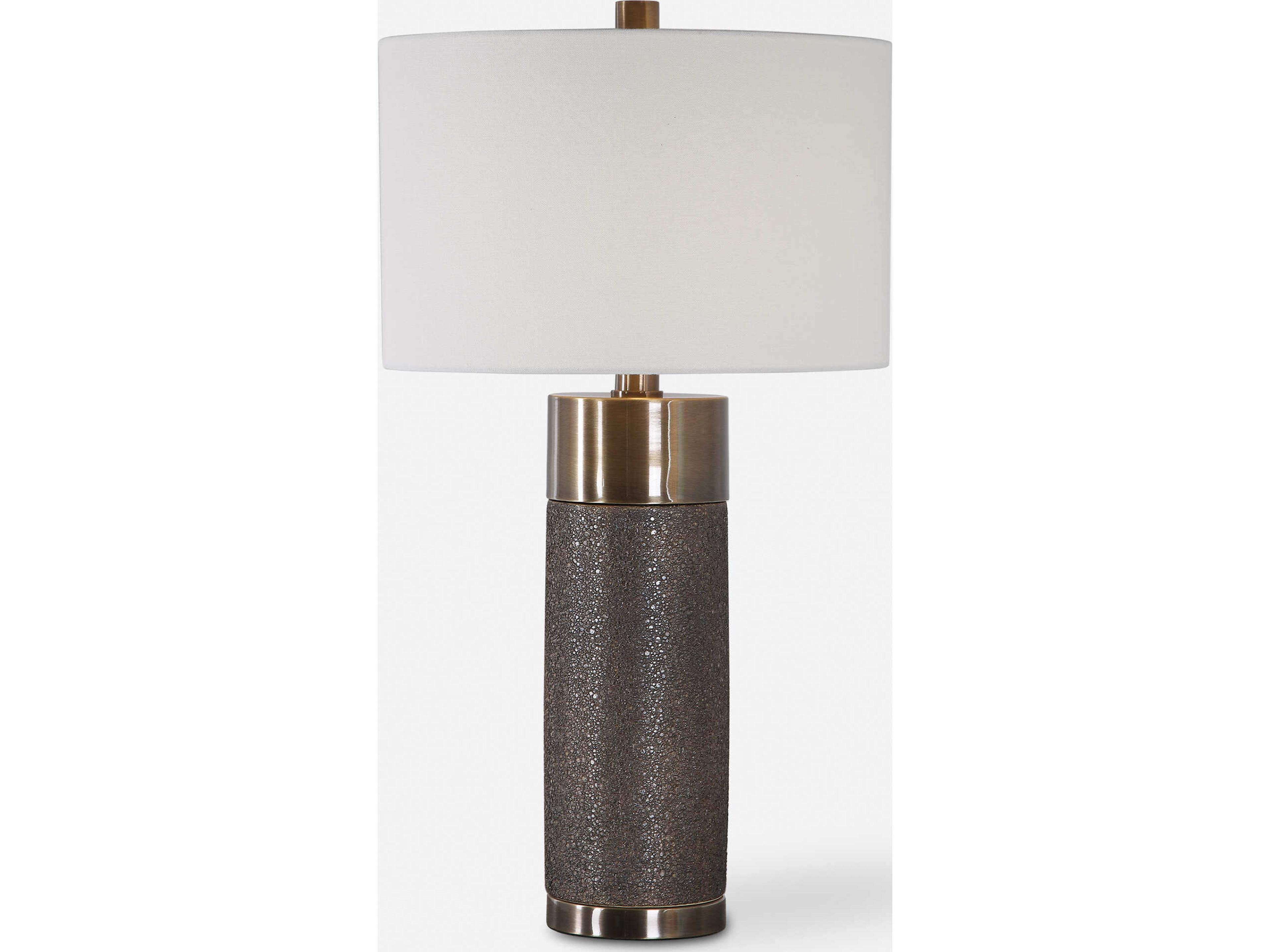 Uttermost Brannock Metallic Golden Bronze Round Hardback Drum Brass Buffet Lamp