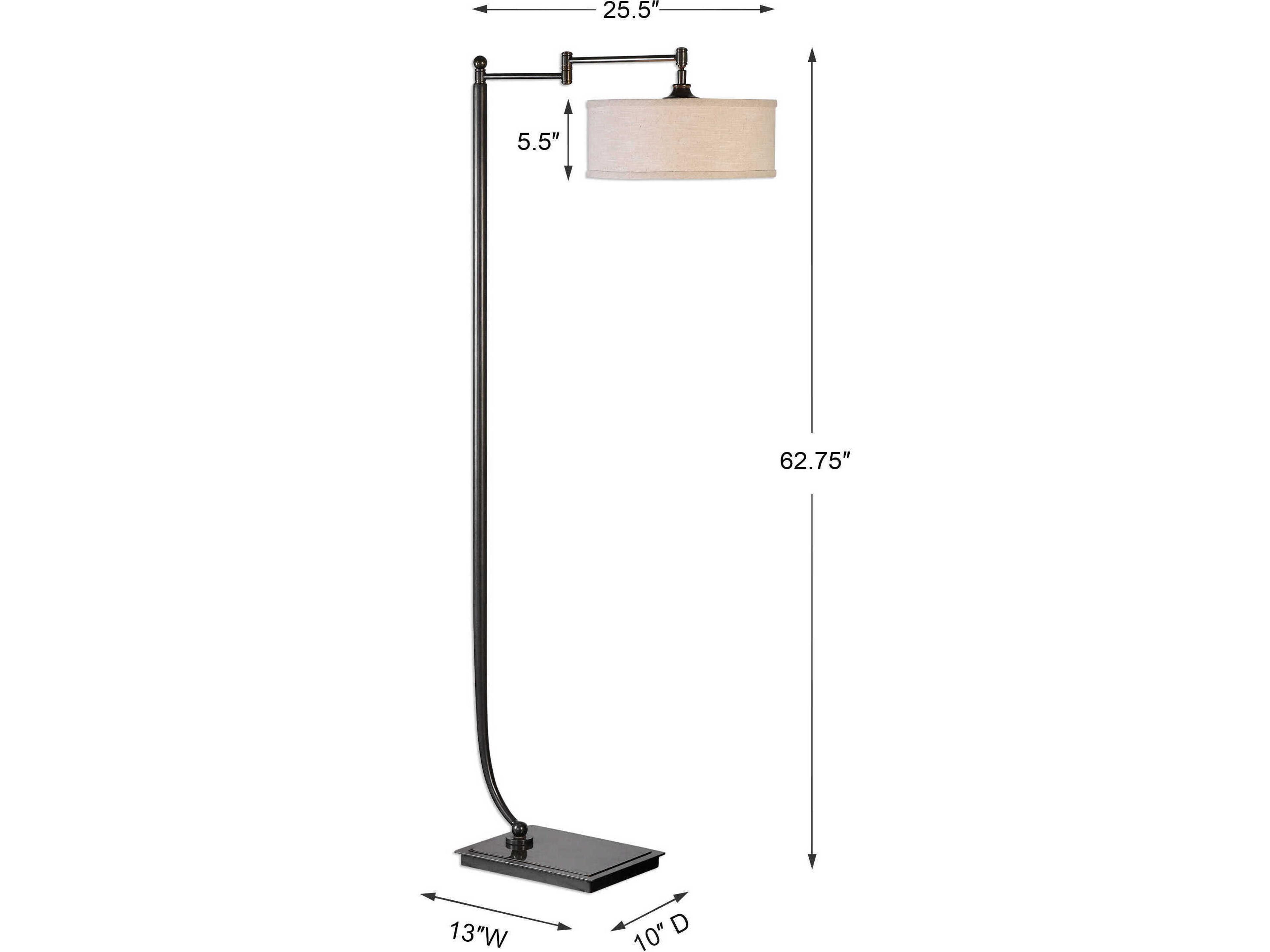 Uttermost Lamine Plated Dark Bronze Round Hardback Drum Floor Lamp