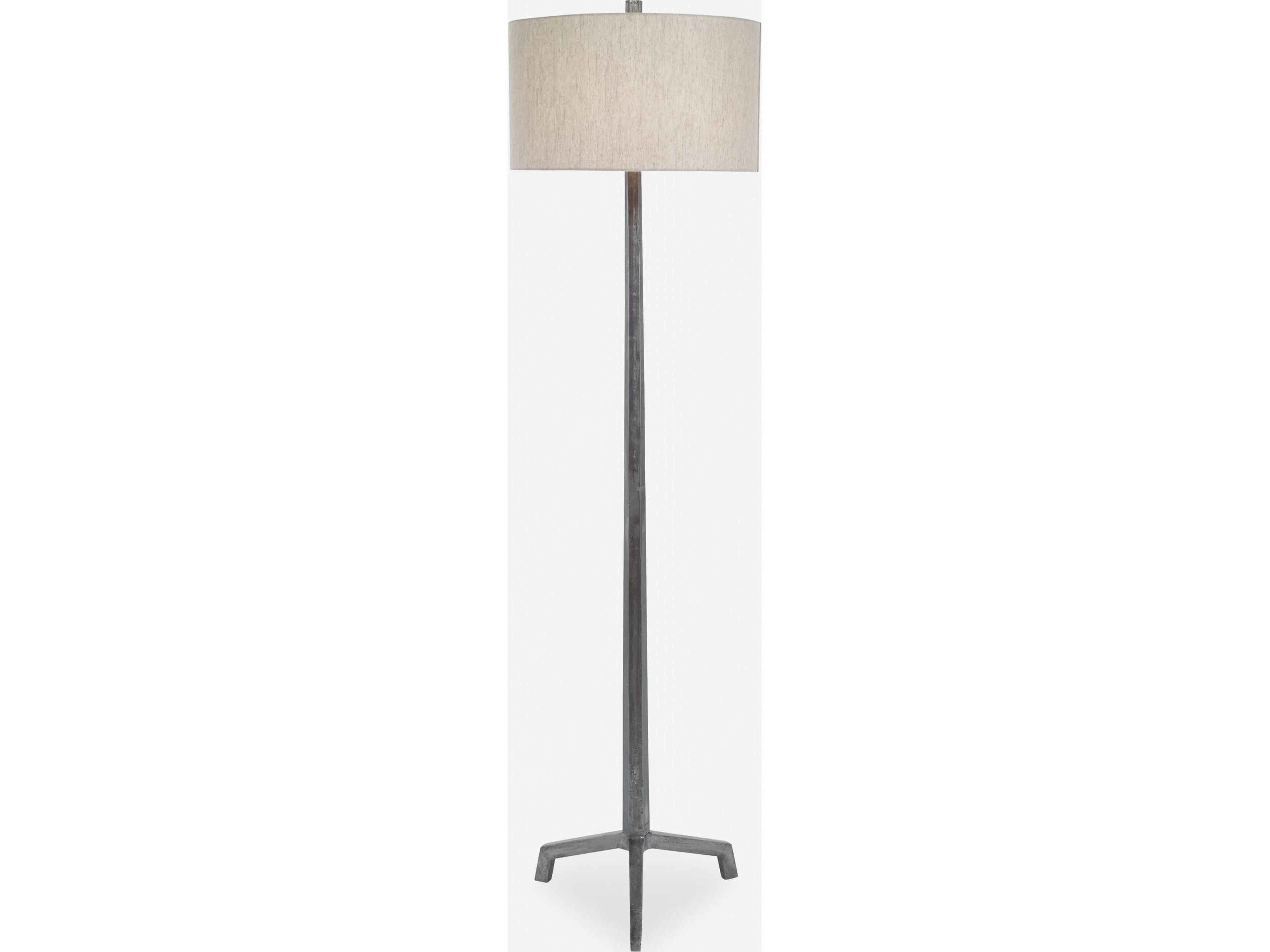Uttermost Ivor Raw Steel Round Hardback Drum Floor Lamp