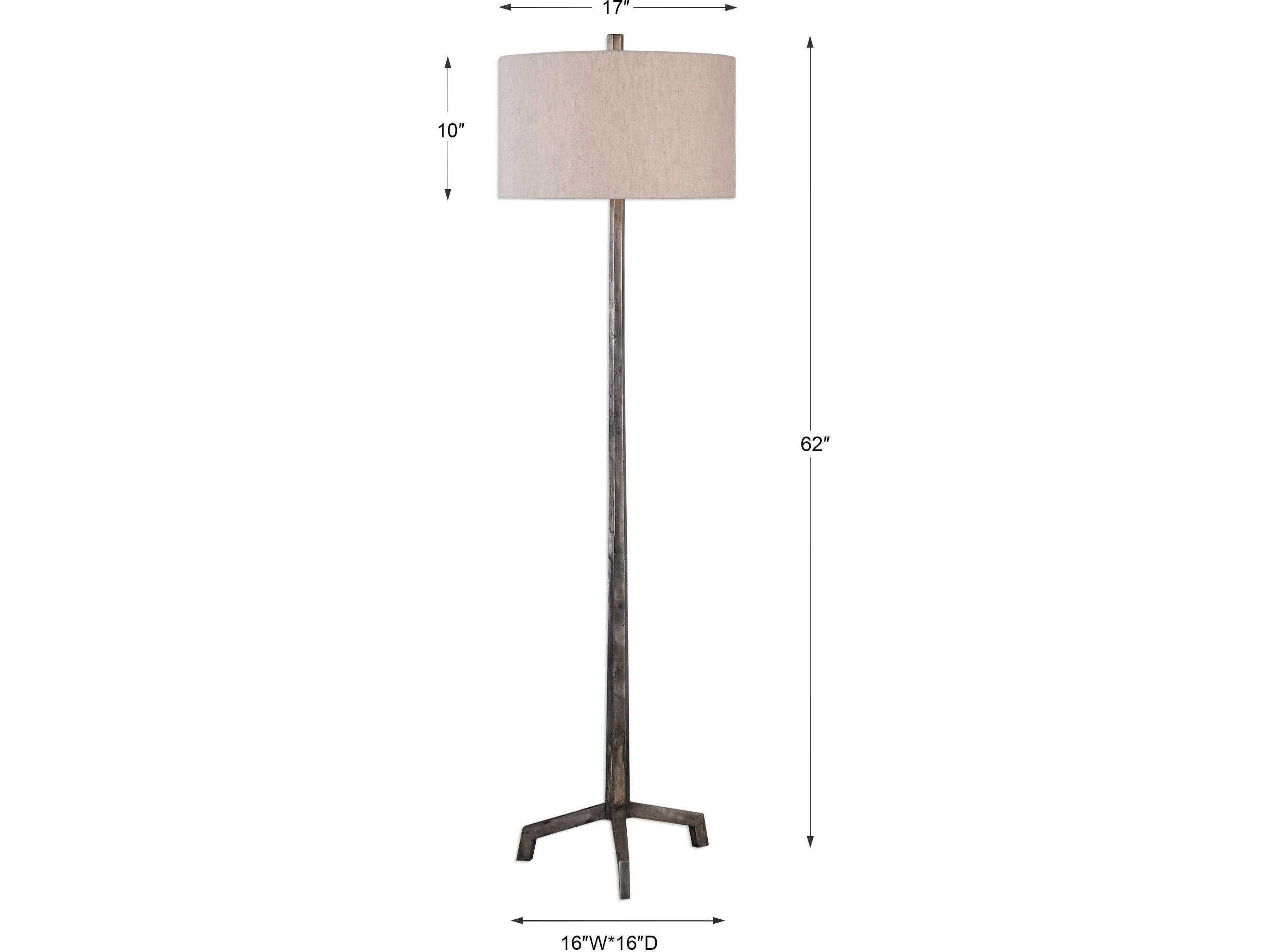 Uttermost Ivor Raw Steel Round Hardback Drum Floor Lamp