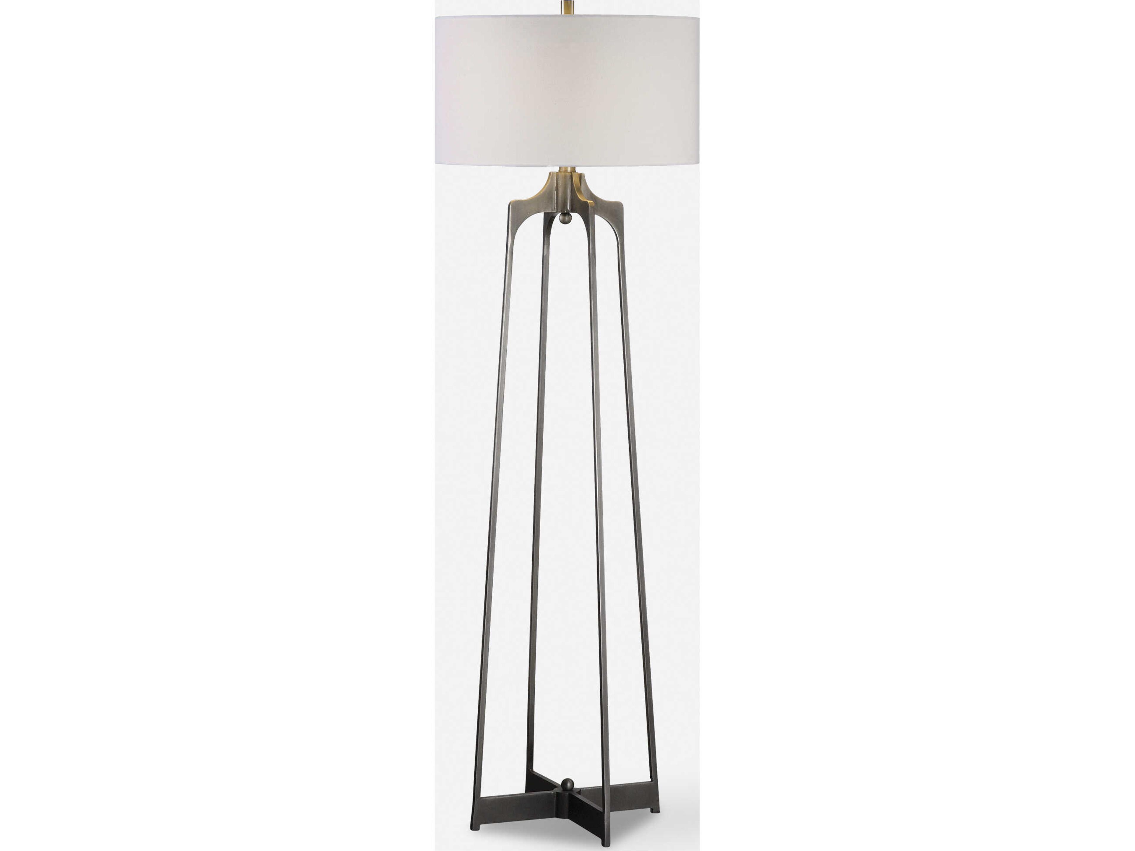 Uttermost Adrian Aged Gun Metal Round Hardback Drum Gunmetal Floor Lamp