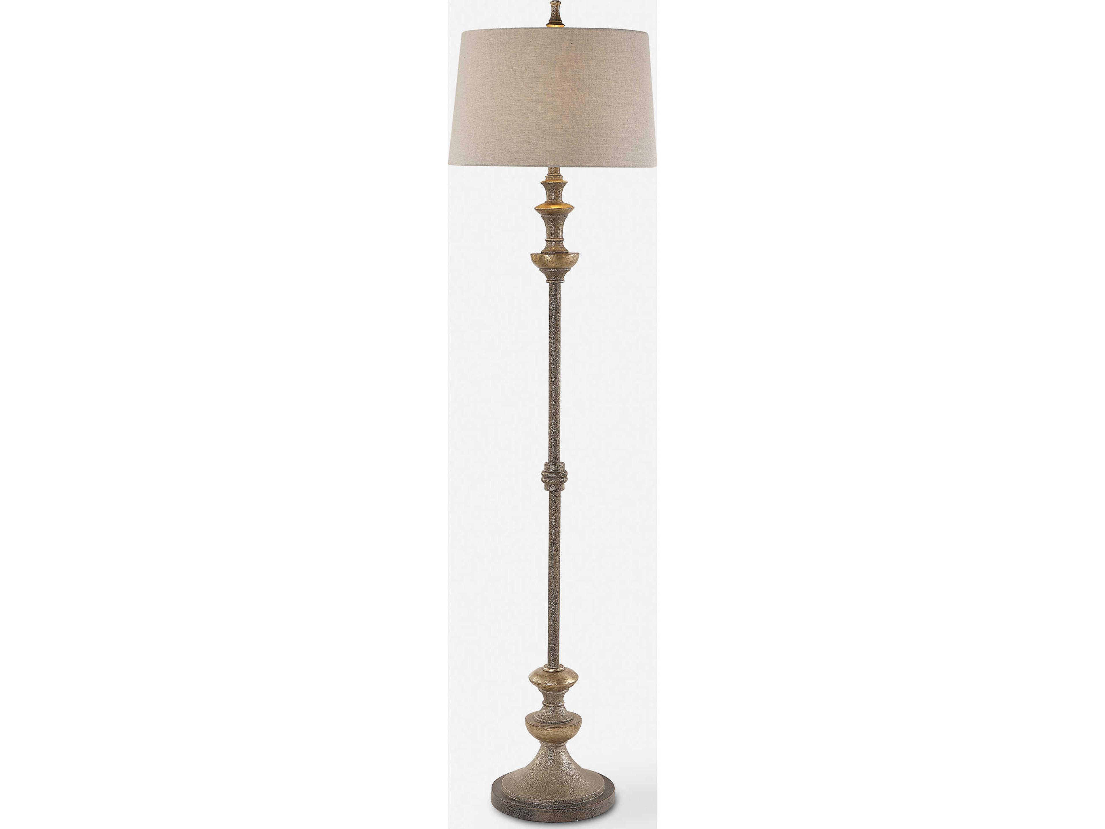 Uttermost Vetralla Textured Silver Tapered Round Hardback Bronze Floor Lamp