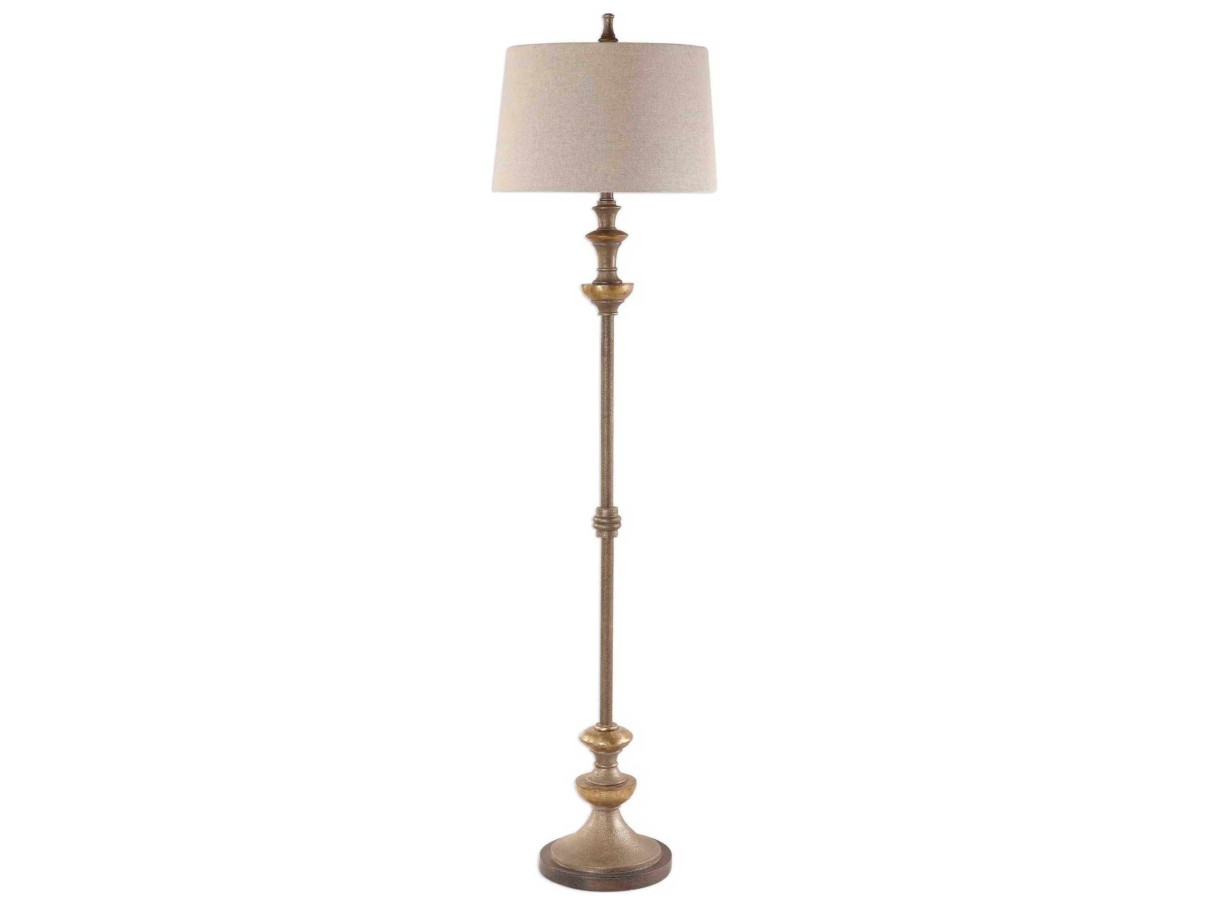 Uttermost Vetralla Textured Silver Tapered Round Hardback Bronze Floor Lamp