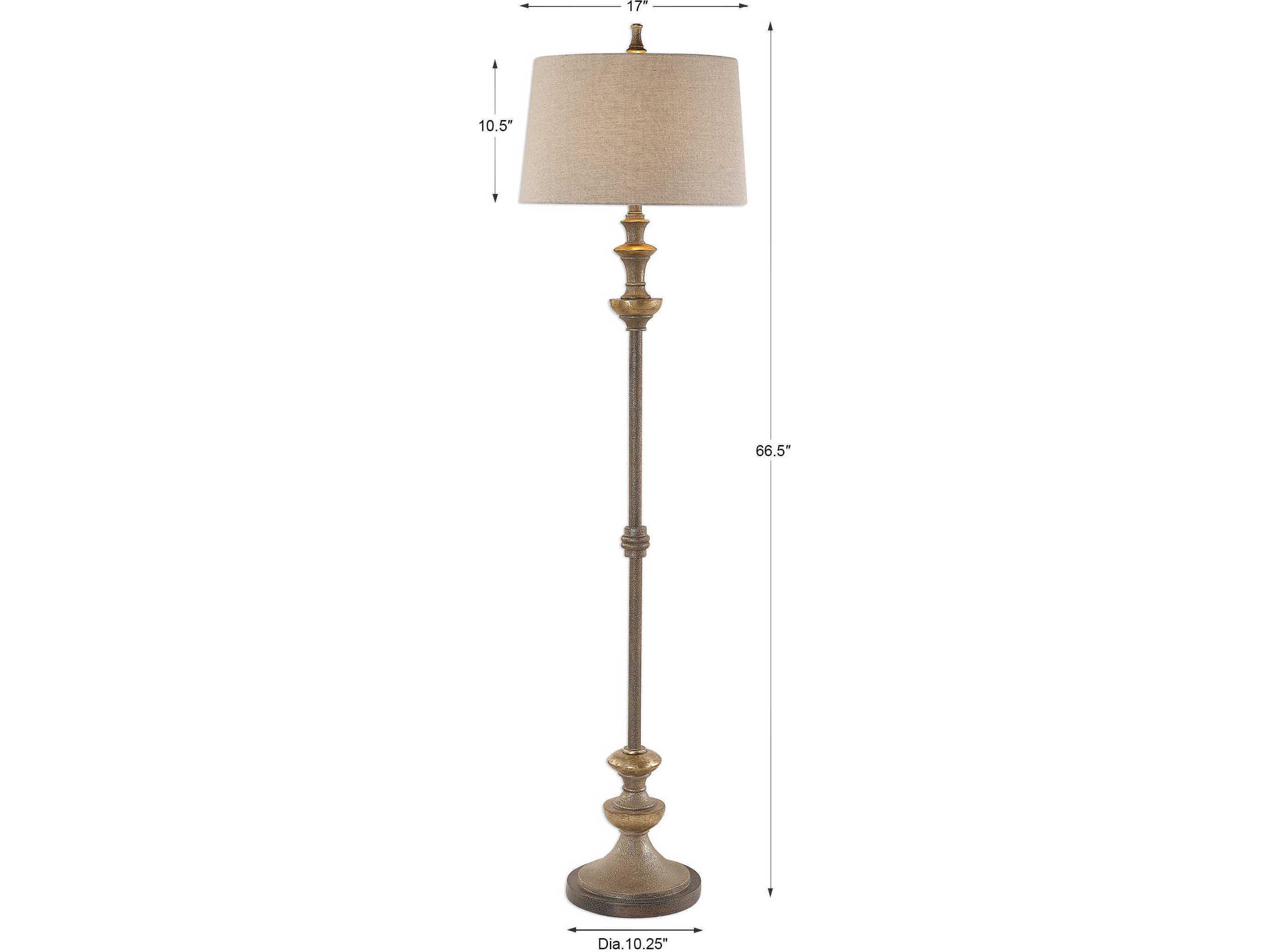 Uttermost Vetralla Textured Silver Tapered Round Hardback Bronze Floor Lamp