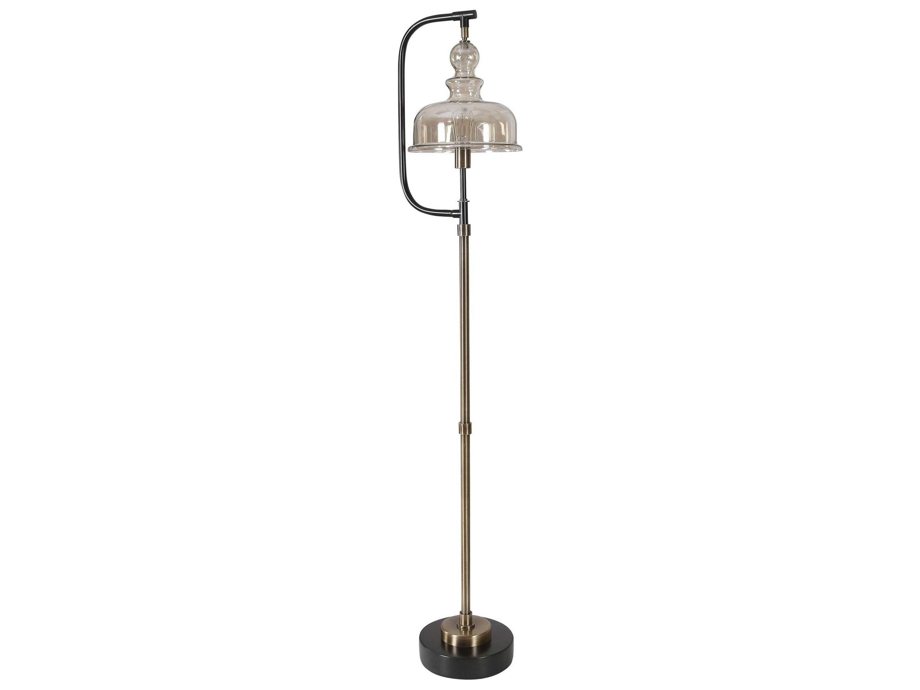 Uttermost Elieser Black Glass Floor Lamp