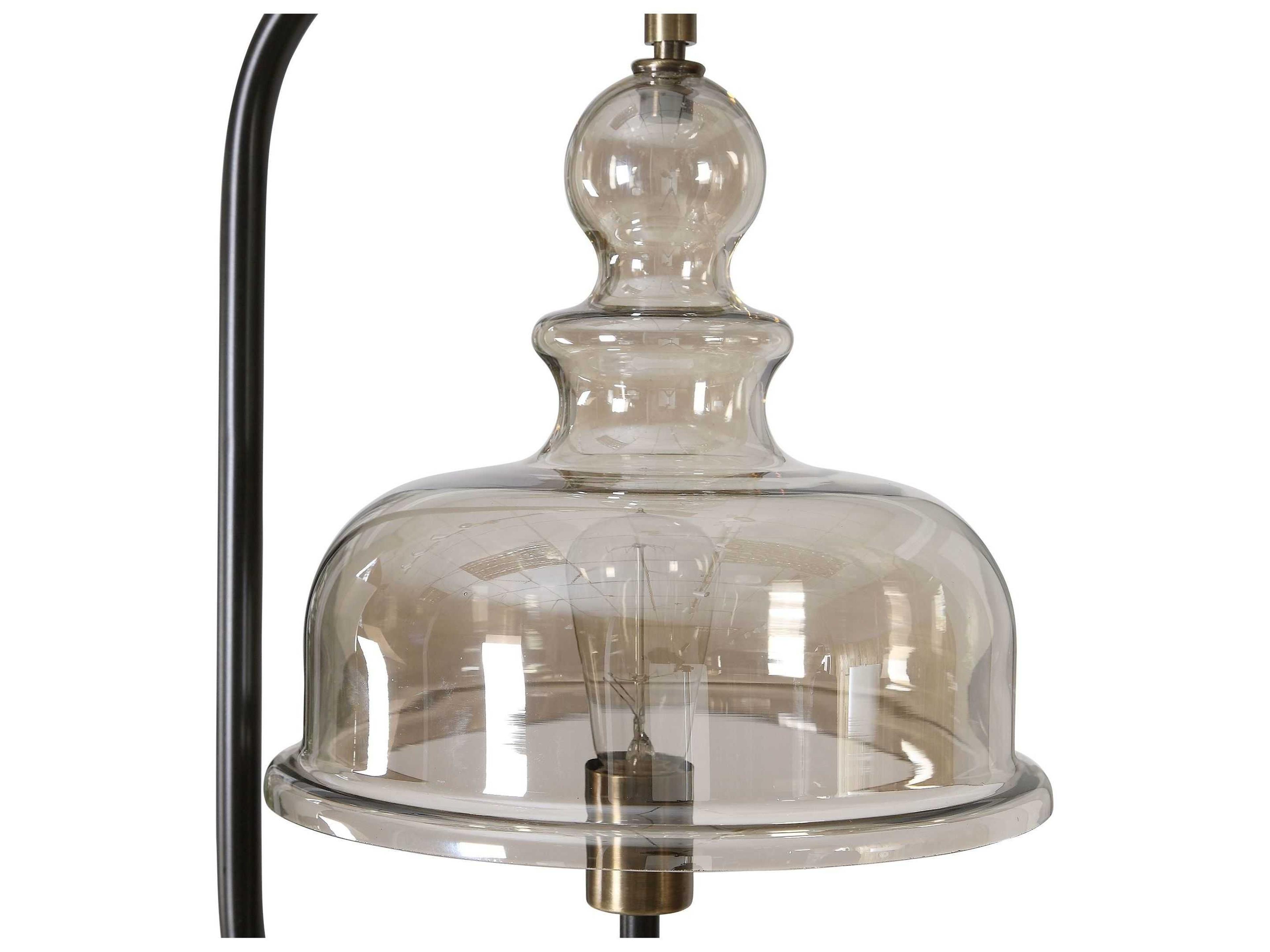 Uttermost Elieser Black Glass Floor Lamp