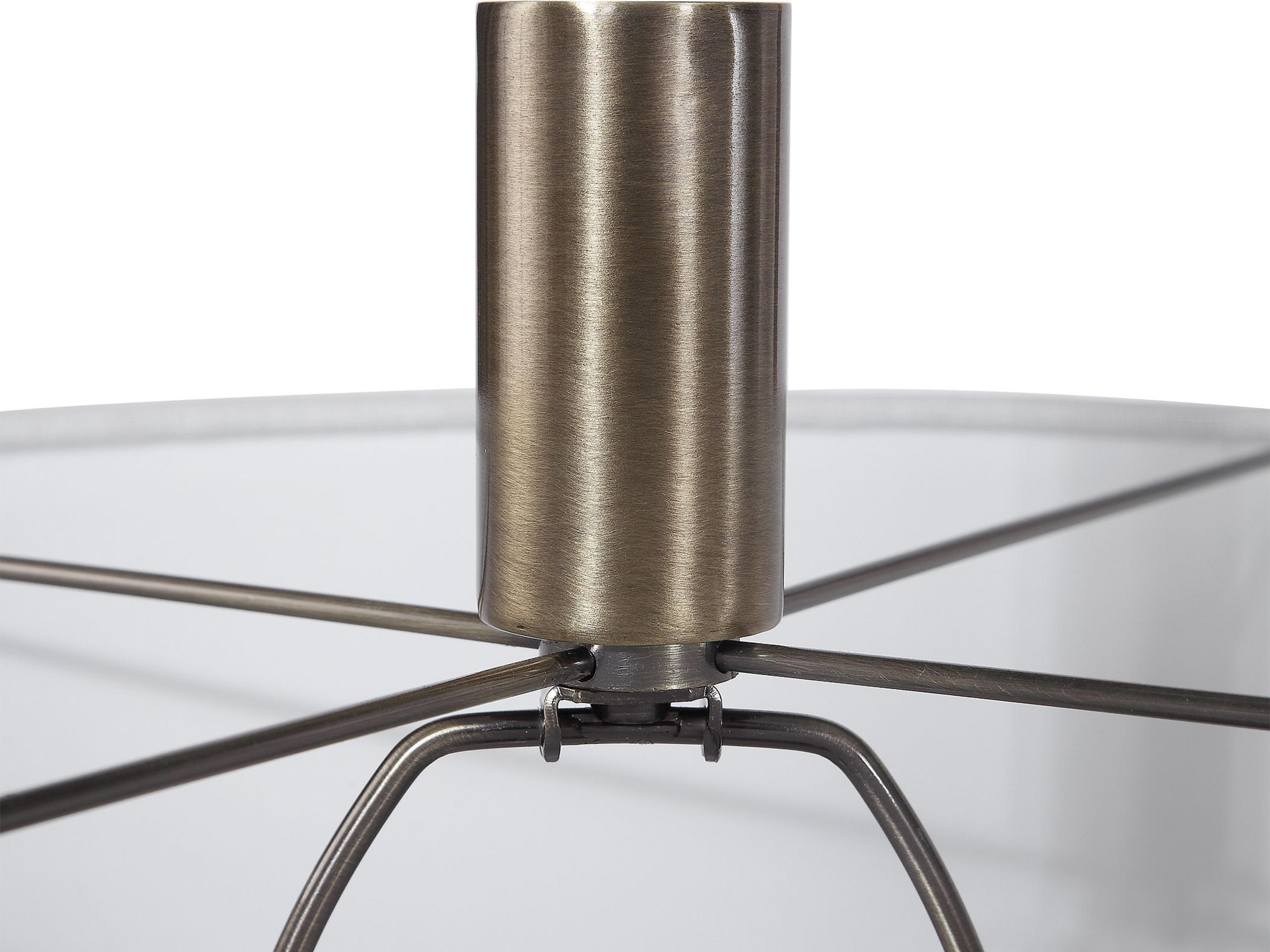 Uttermost Minette Antique Brass Round Drum Hardback Shade White Floor Lamp