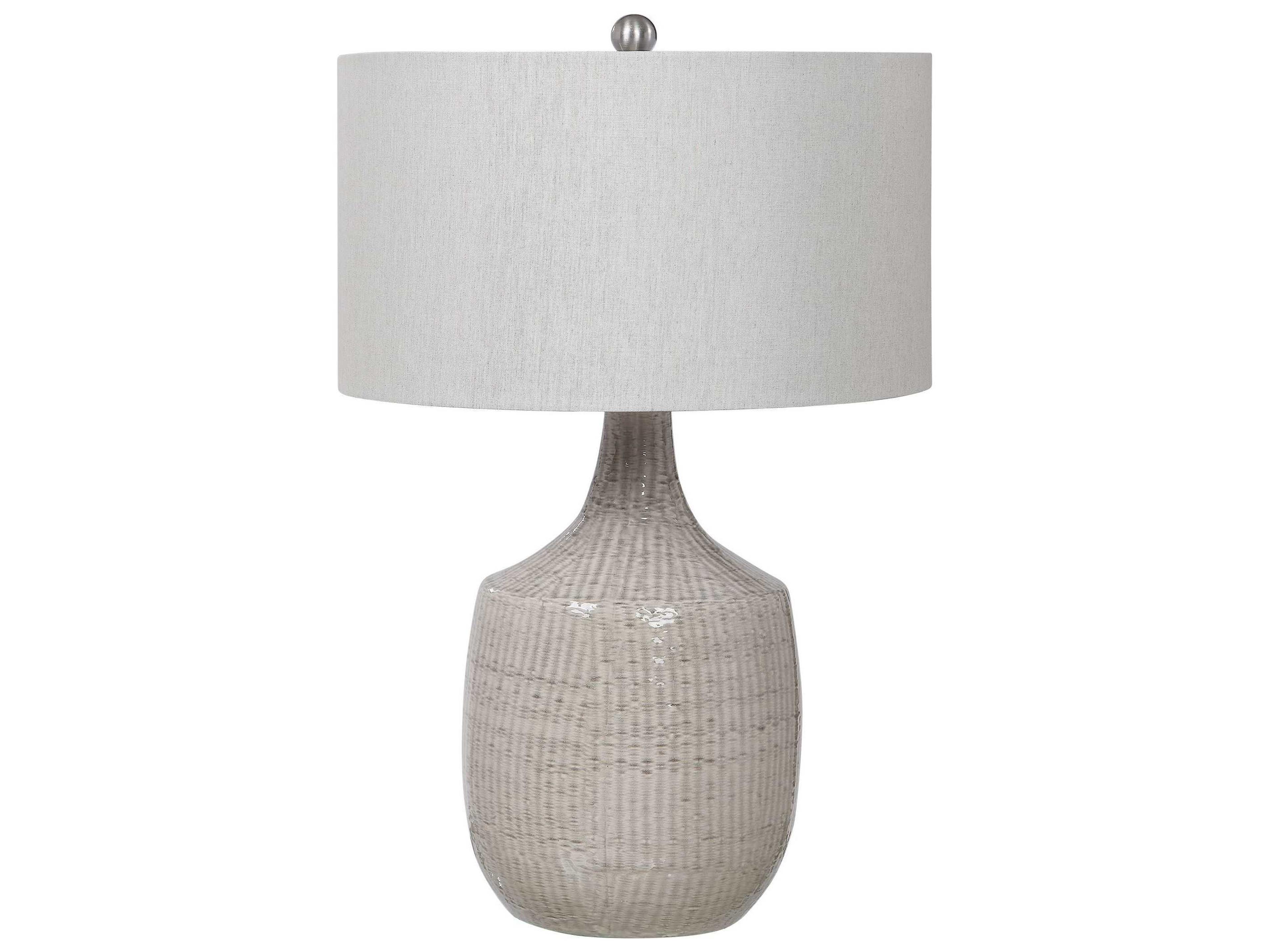Uttermost Felipe Light Gray Brushed Nickel Round Drum Hardback Buffet Lamp