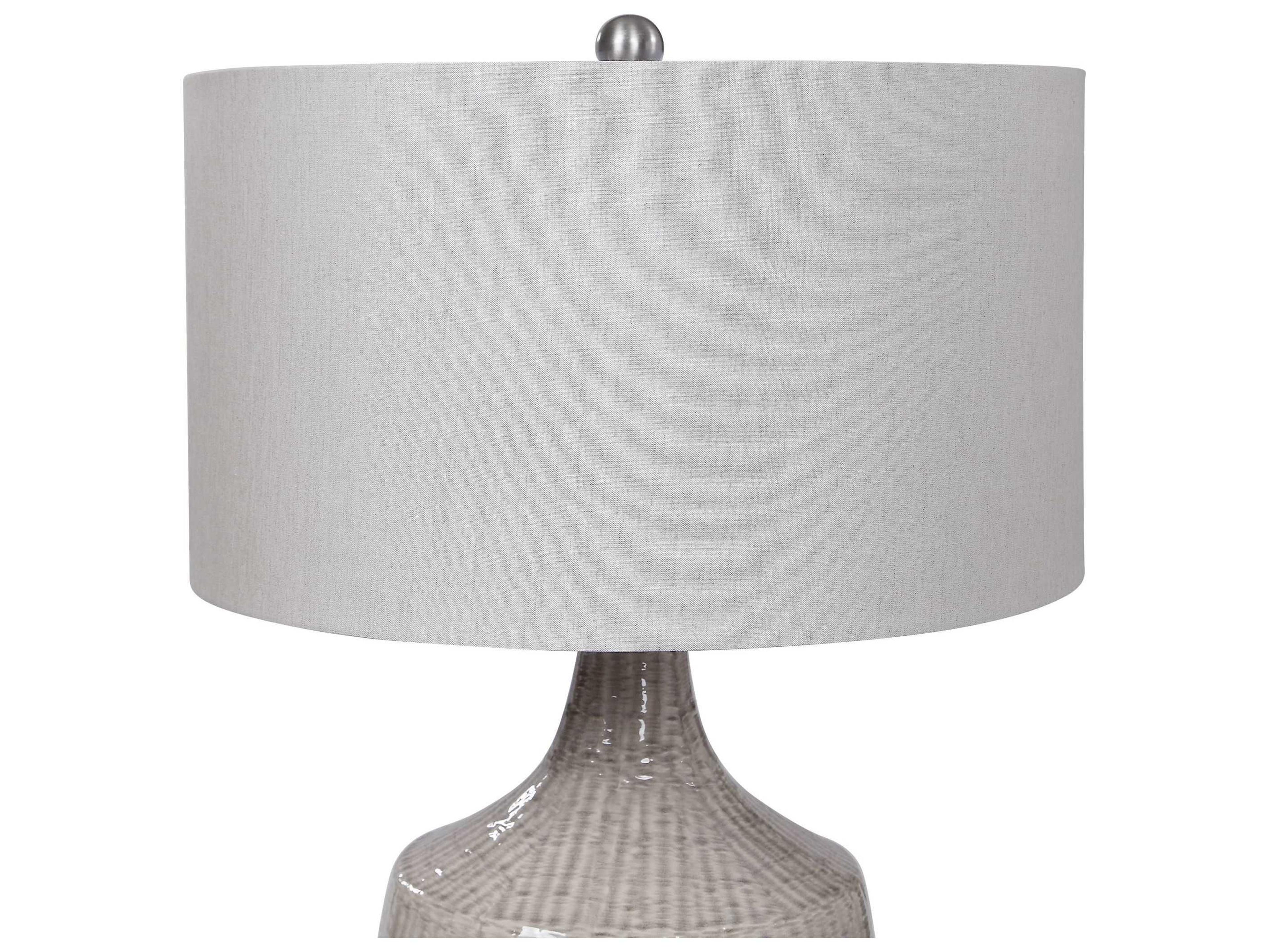 Uttermost Felipe Light Gray Brushed Nickel Round Drum Hardback Buffet Lamp