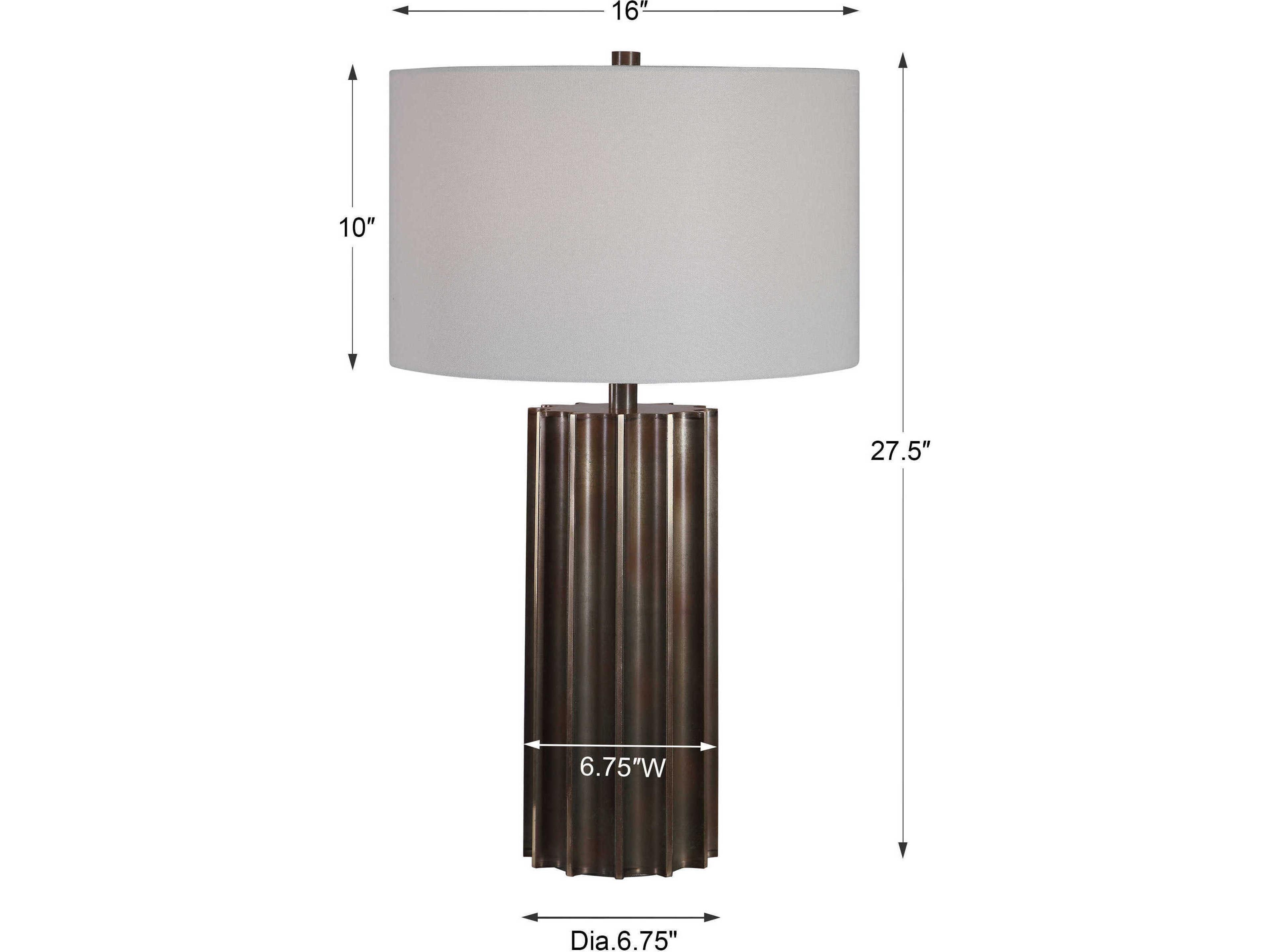 Uttermost Khalio Aged Gun Metal Rust Round Drum Hardback Gunmetal Buffet Lamp