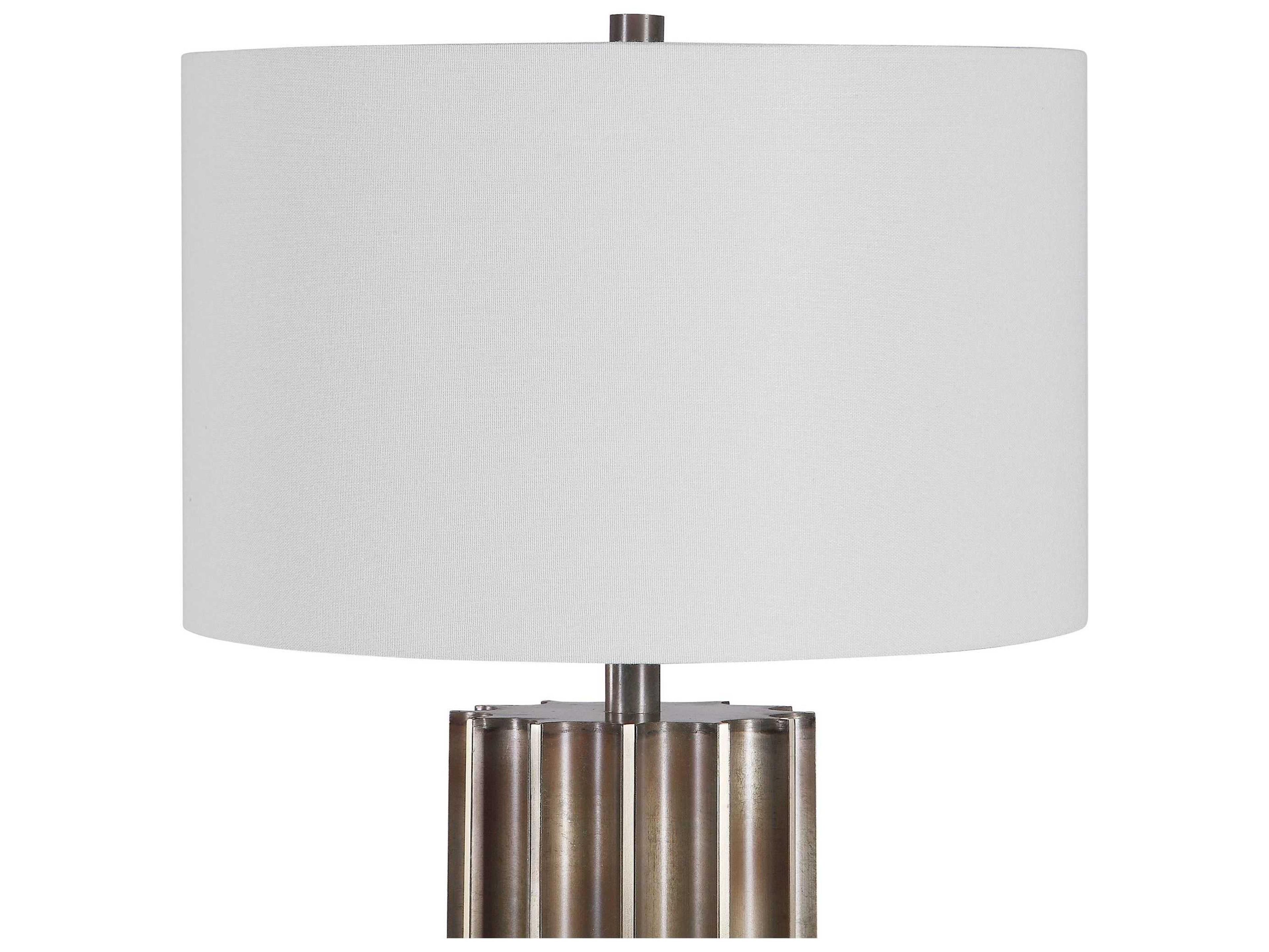 Uttermost Khalio Aged Gun Metal Rust Round Drum Hardback Gunmetal Buffet Lamp