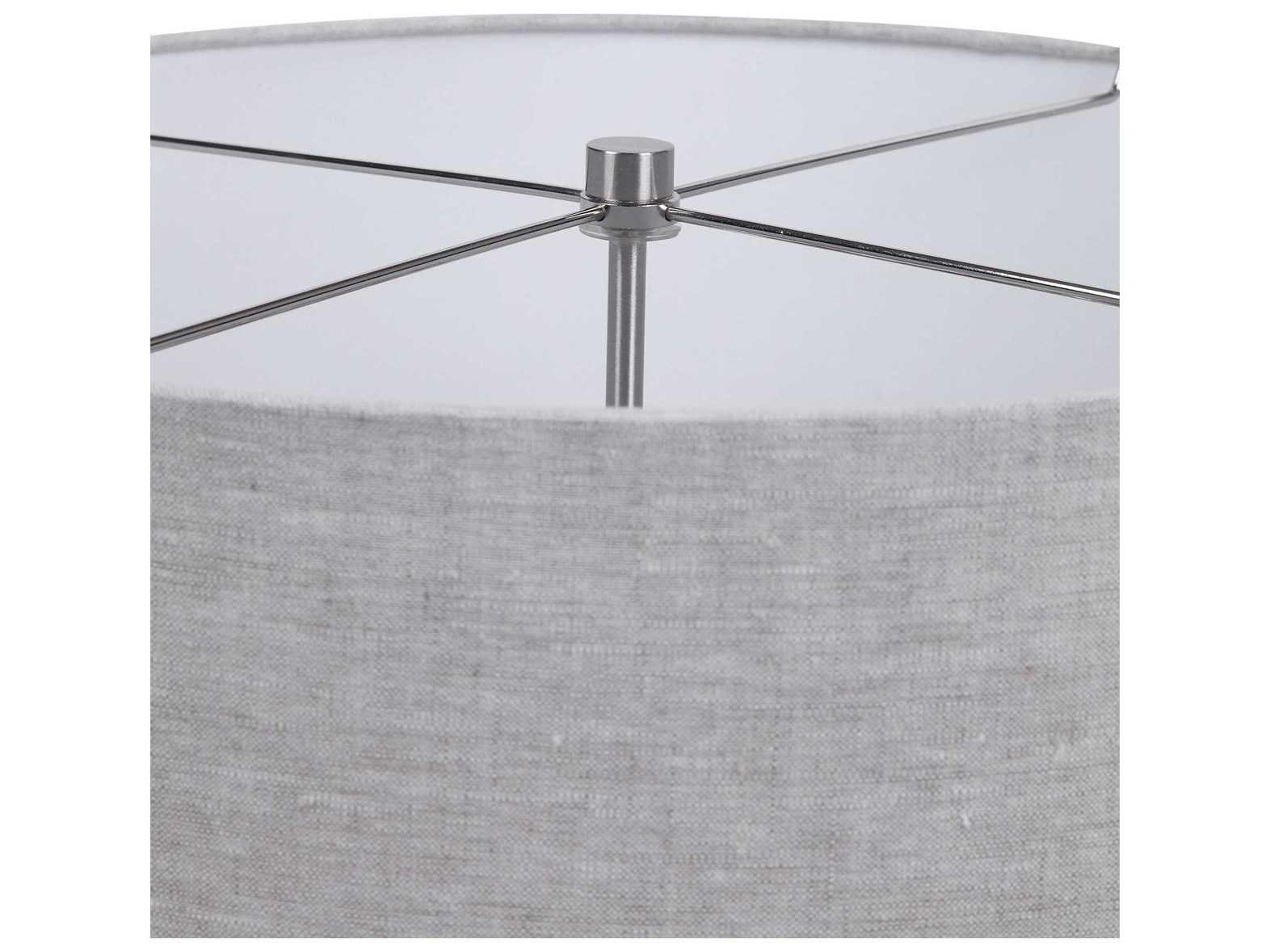 Uttermost Lenta Crystal Distressed Off White Round Hardback Drum Buffet Lamp