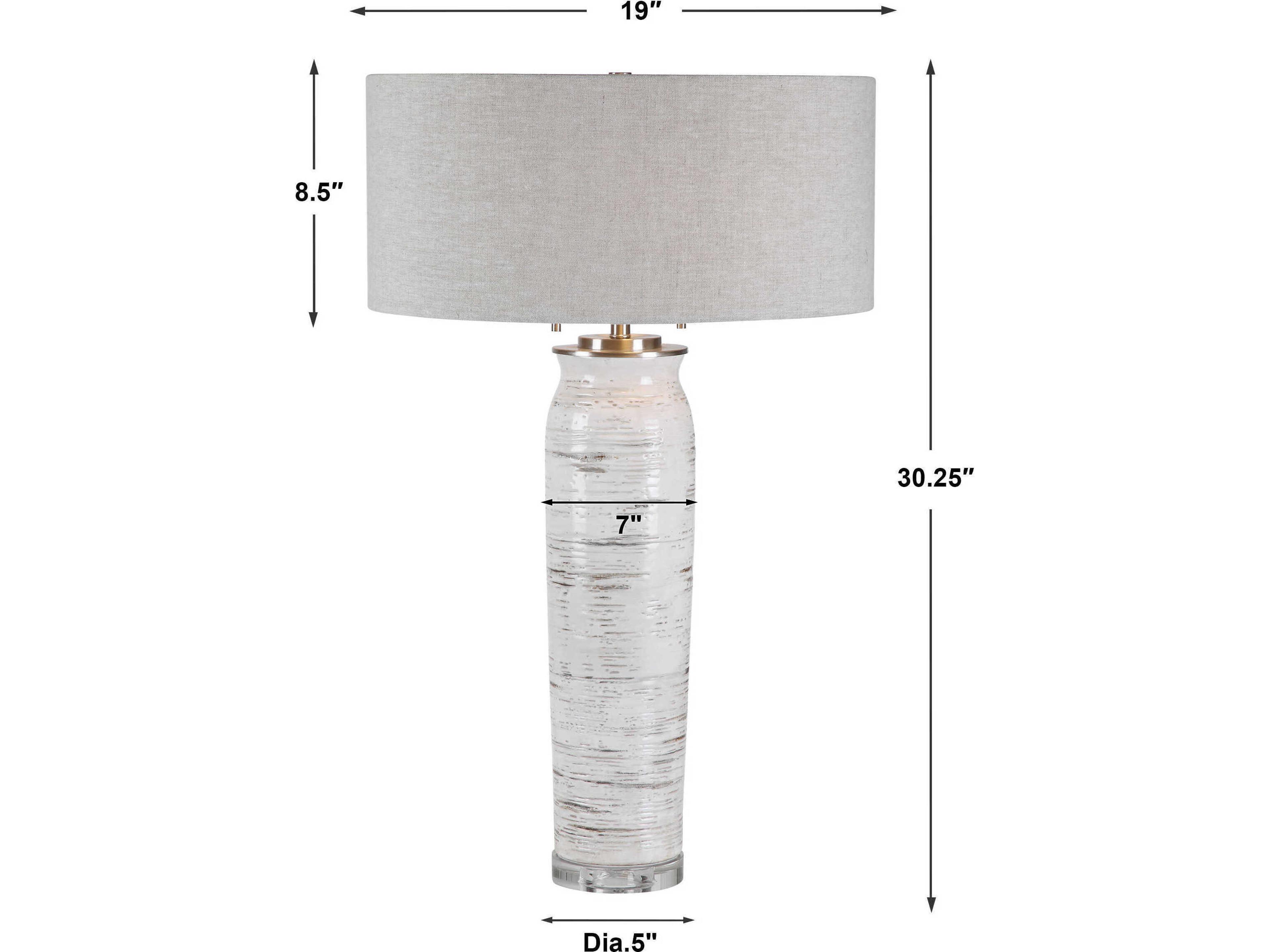 Uttermost Lenta Crystal Distressed Off White Round Hardback Drum Buffet Lamp