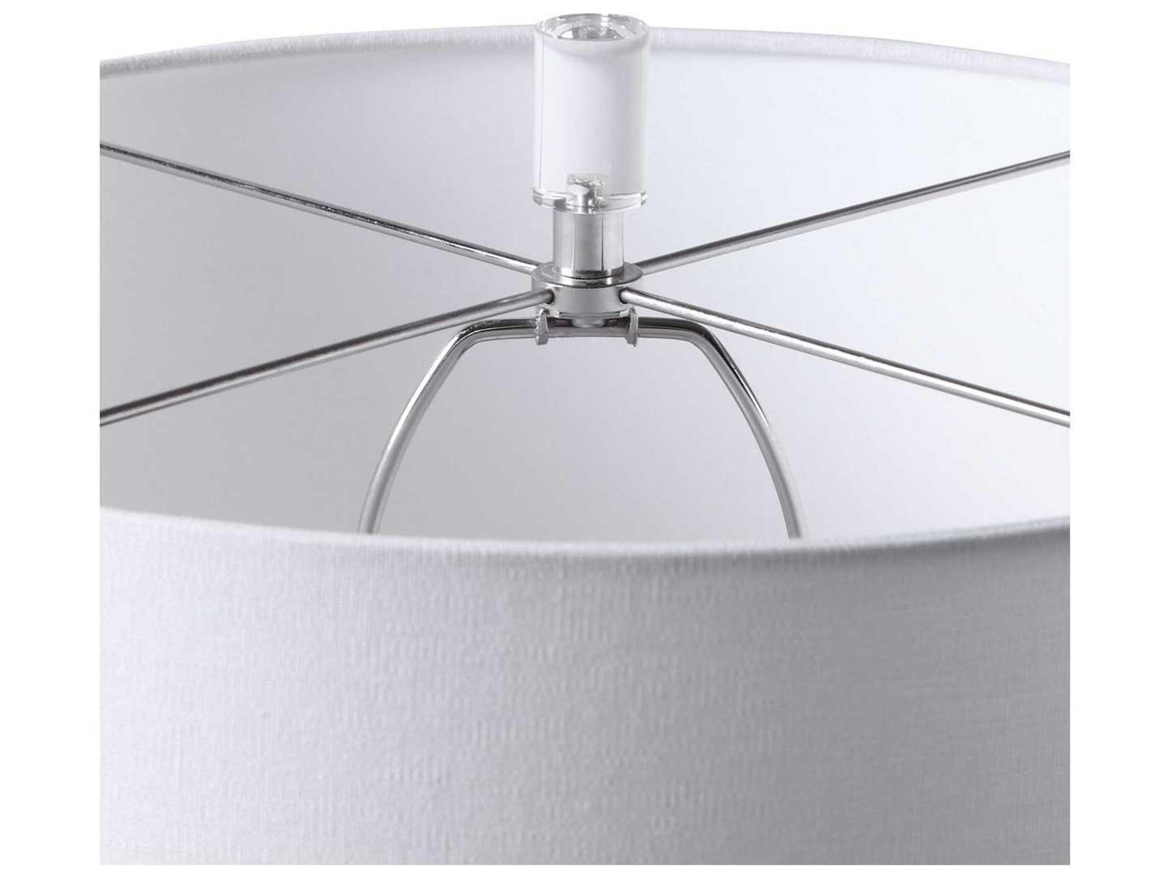 Uttermost Caelina Crystal Matte White Drum Hardback Rolled Edge Buffet Lamp