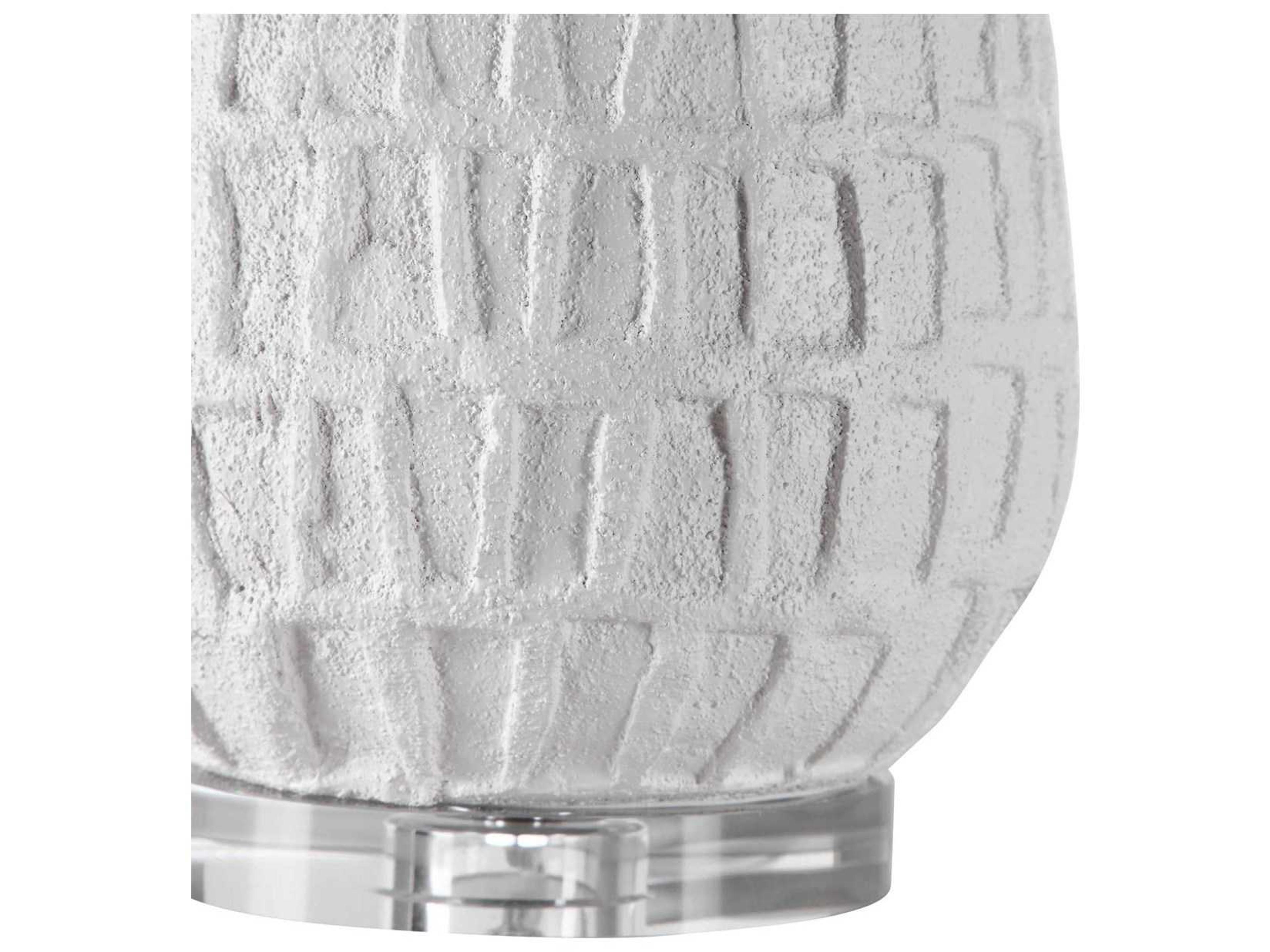 Uttermost Caelina Crystal Matte White Drum Hardback Rolled Edge Buffet Lamp