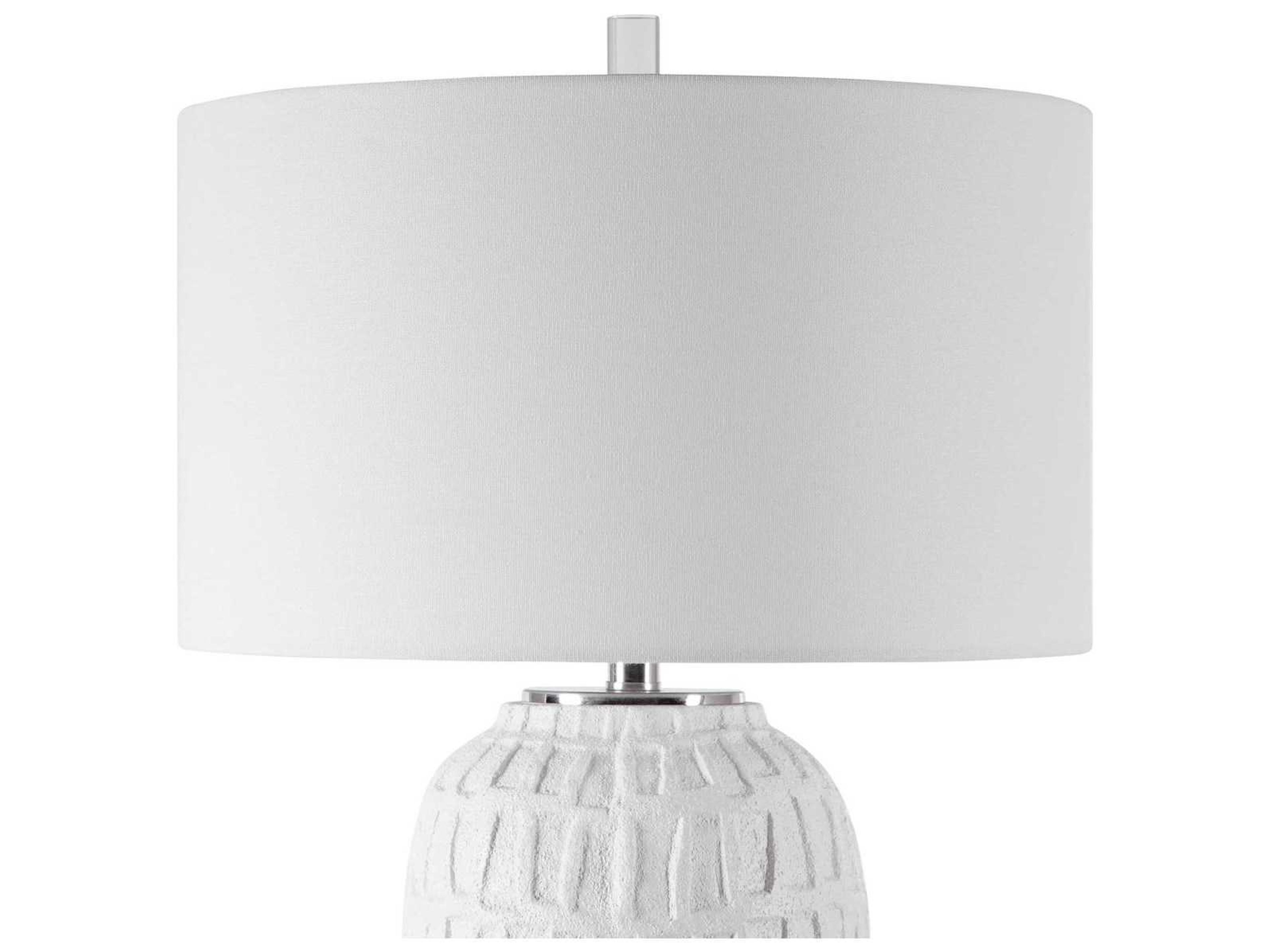 Uttermost Caelina Crystal Matte White Drum Hardback Rolled Edge Buffet Lamp