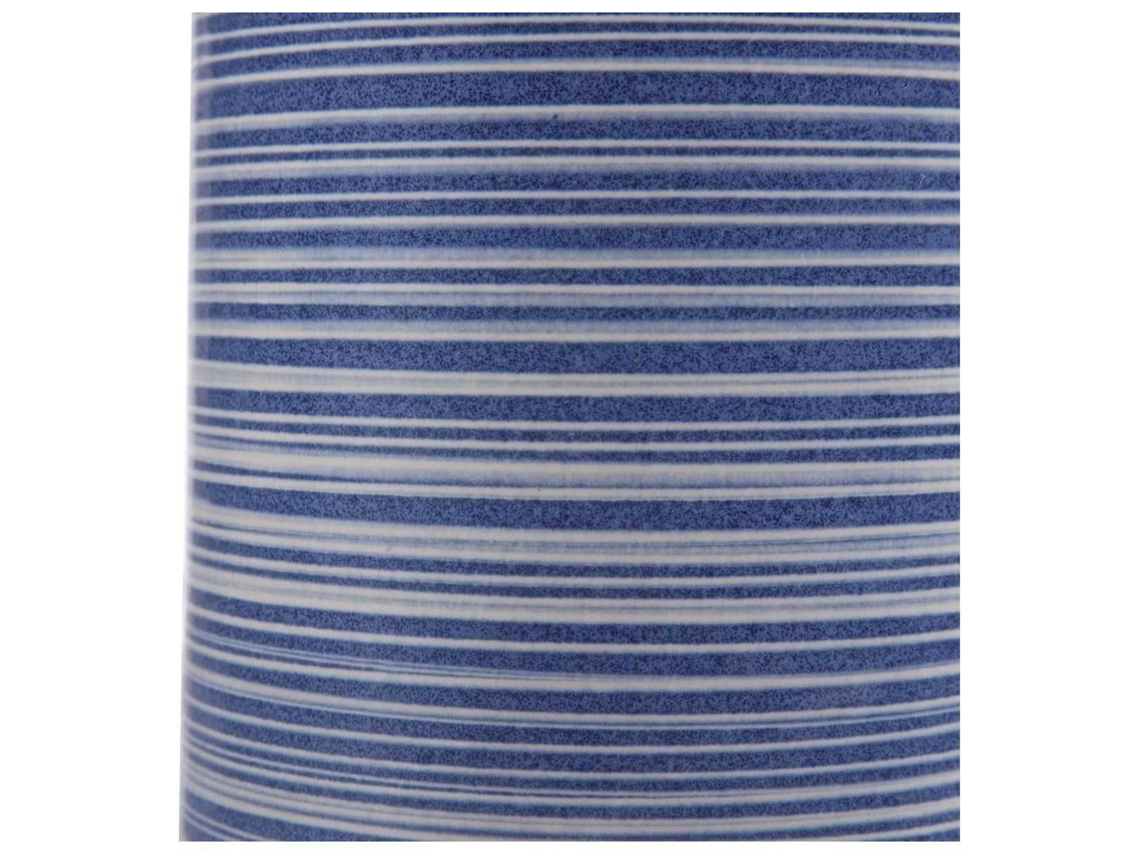 Uttermost Montauk Trendy White Indigo Round Drum Hardback Blue Buffet Lamp