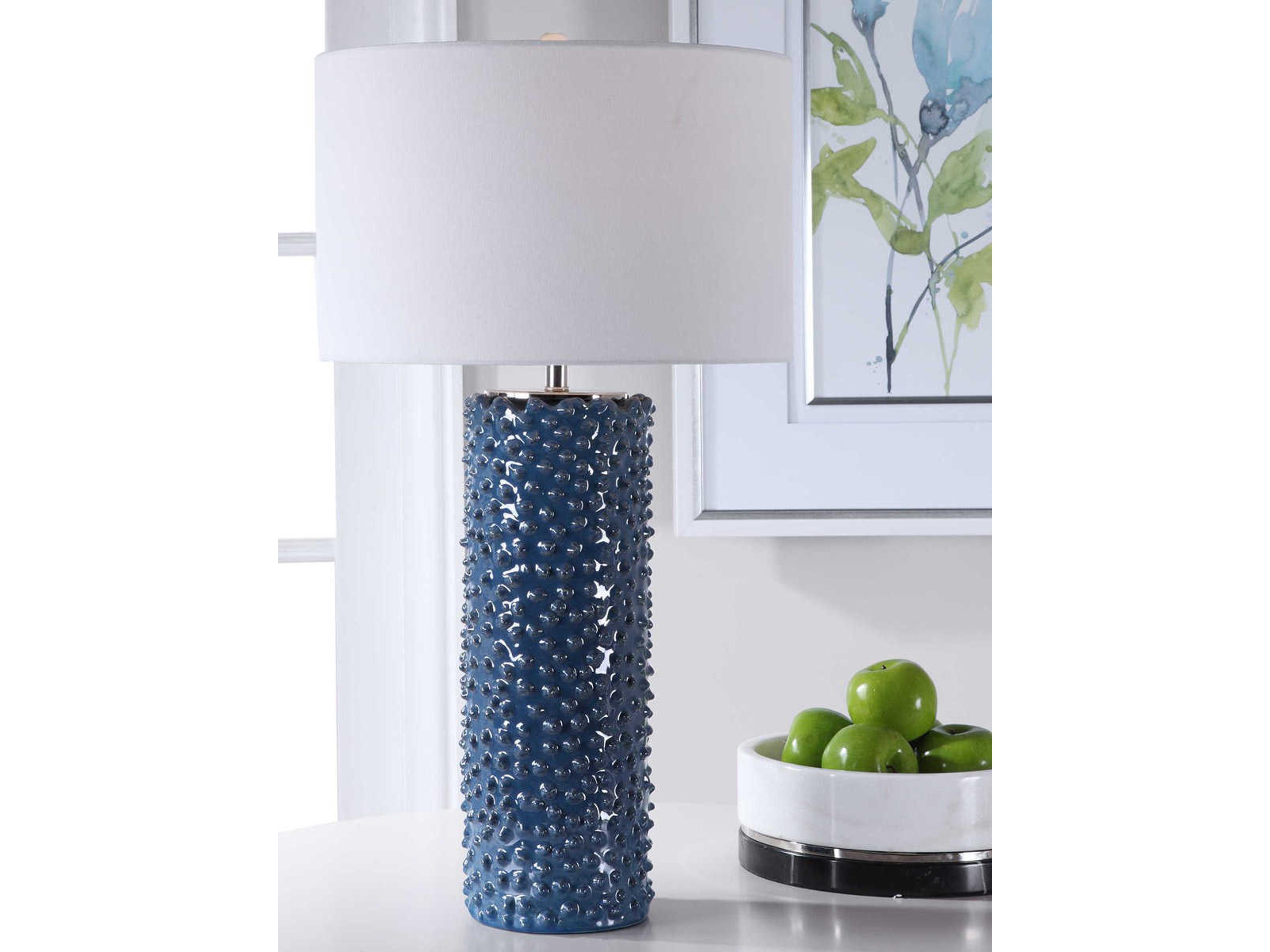 Uttermost Ciji Deep Indigo Round Drum Hardback Blue Buffet Lamp