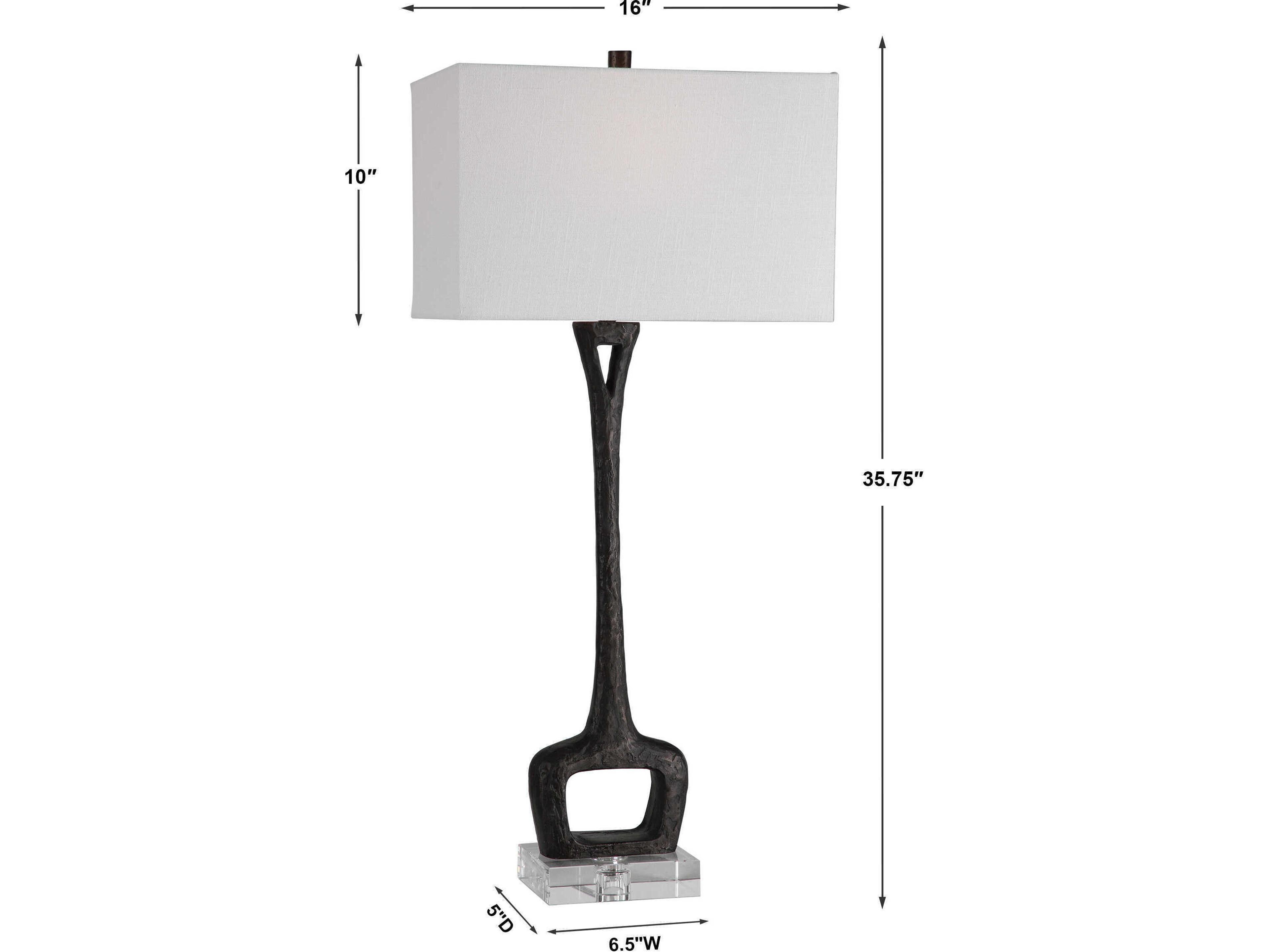 Uttermost Darbie Crystal Aged Black Rectangle Hardback Buffet Lamp