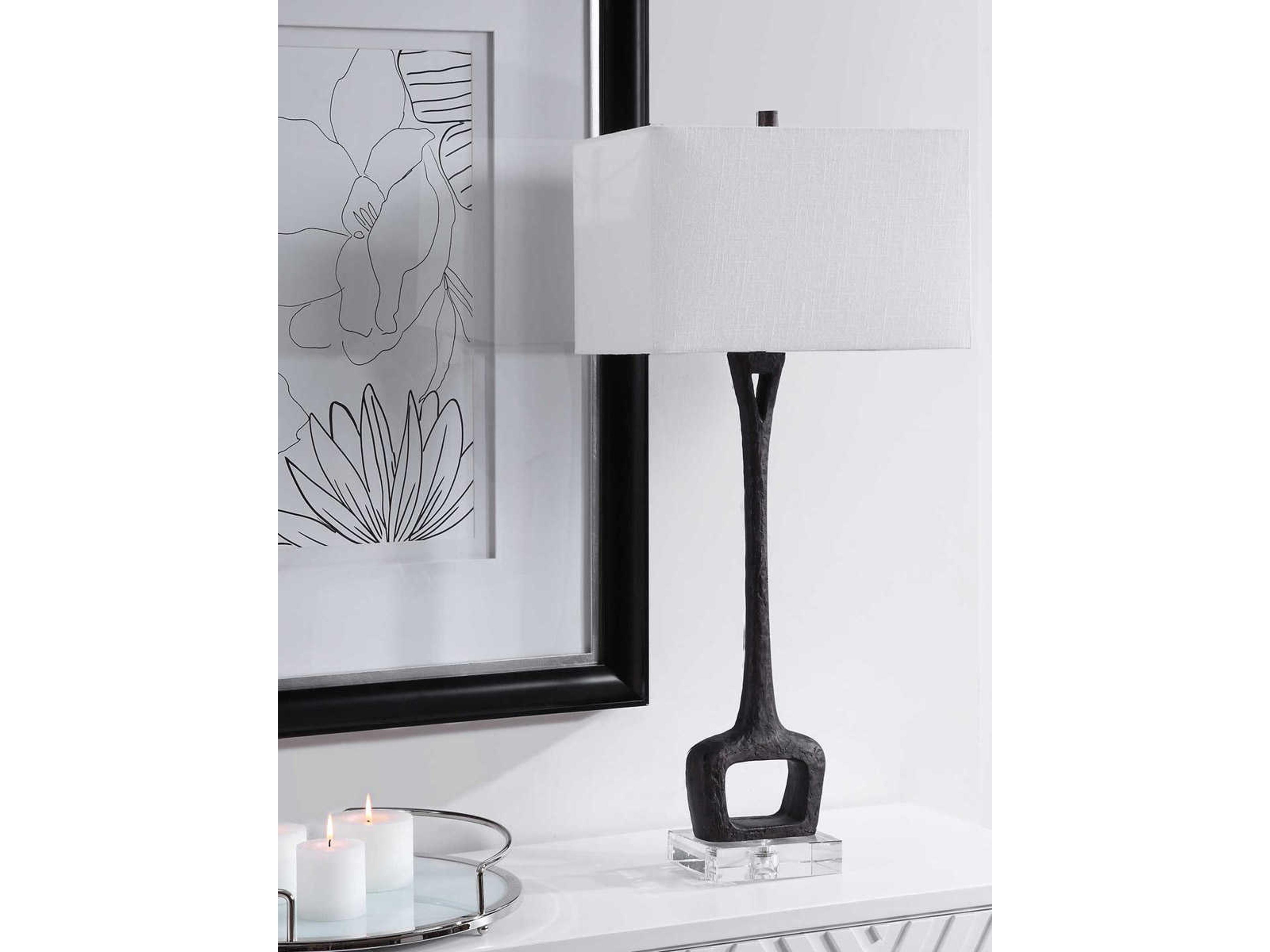 Uttermost Darbie Crystal Aged Black Rectangle Hardback Buffet Lamp