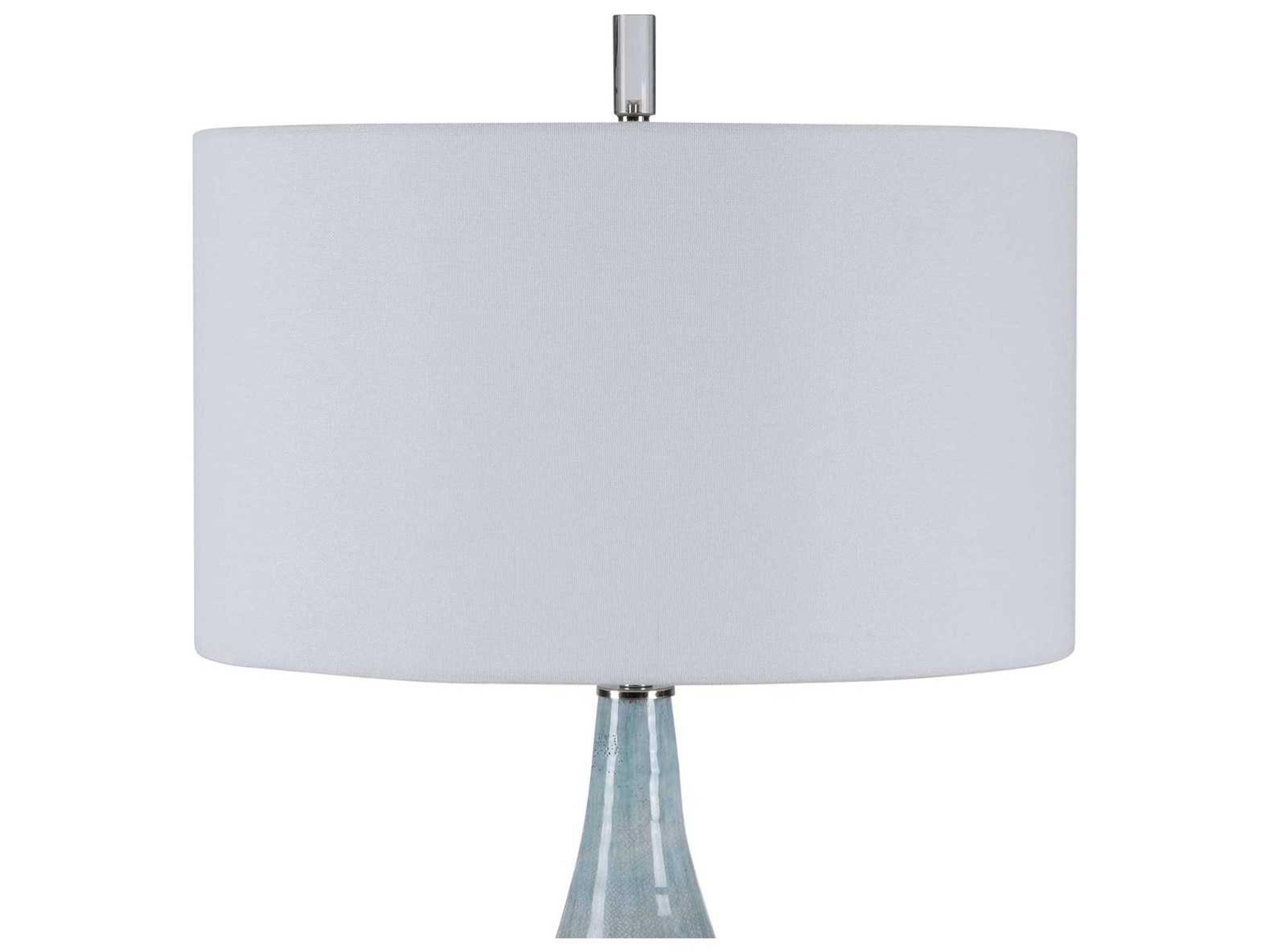 Uttermost Rialta Crystal Aqua Teal Drum Hardback Rolled Edge Blue Buffet Lamp