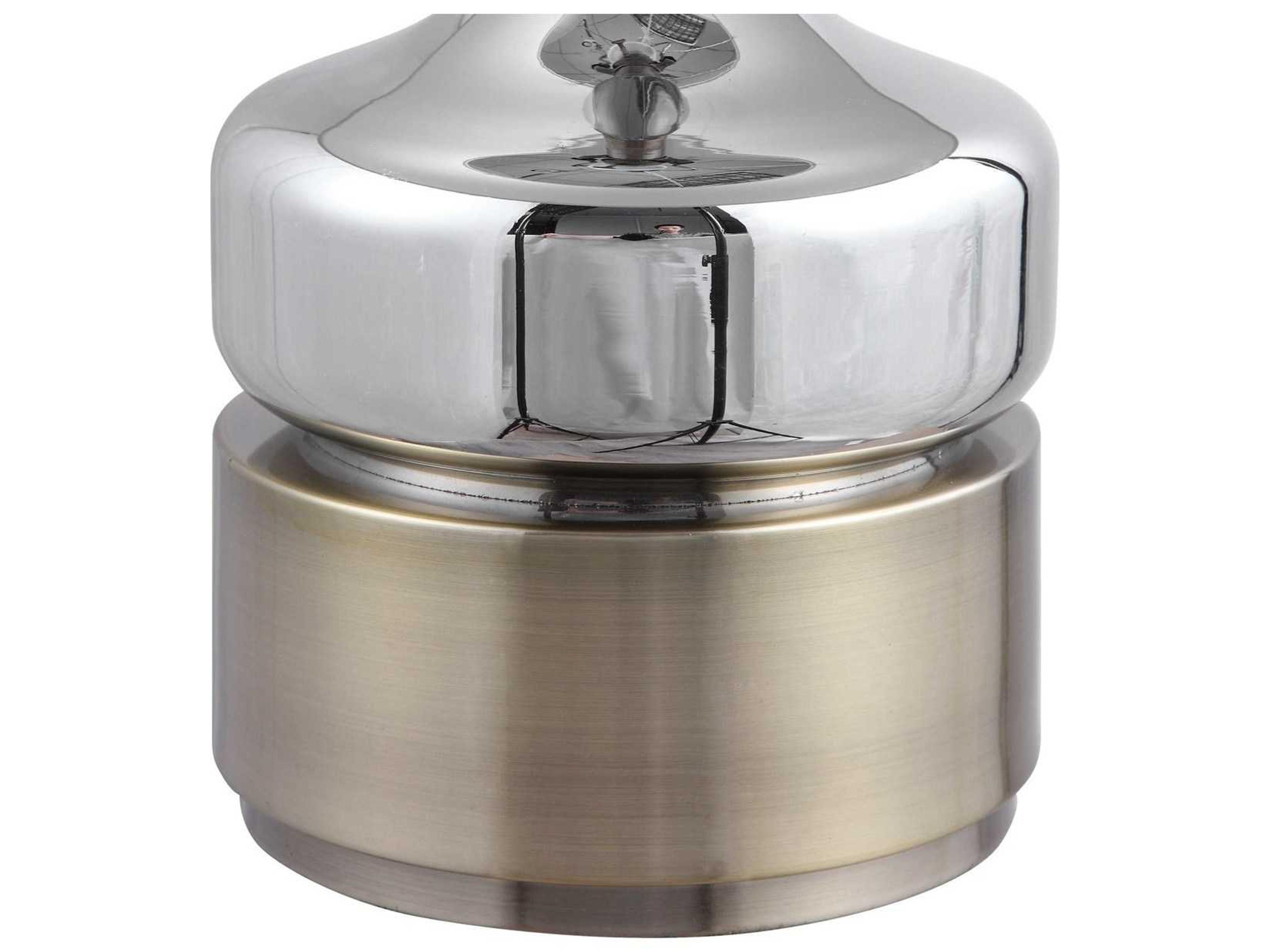 Uttermost Como Glass Chrome Antique Brass Round Drum Hardback Shade Table Lamp