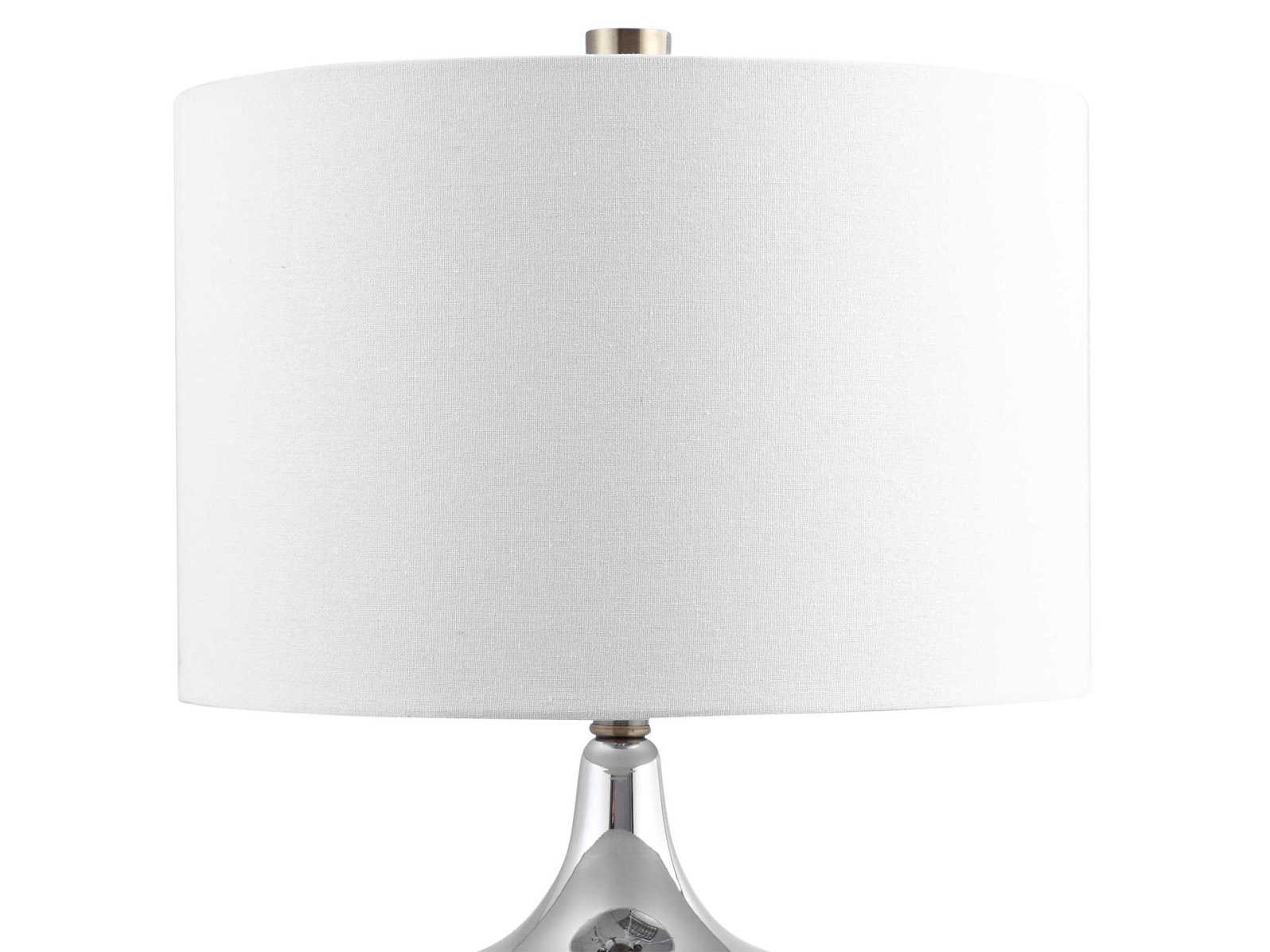Uttermost Como Glass Chrome Antique Brass Round Drum Hardback Shade Table Lamp
