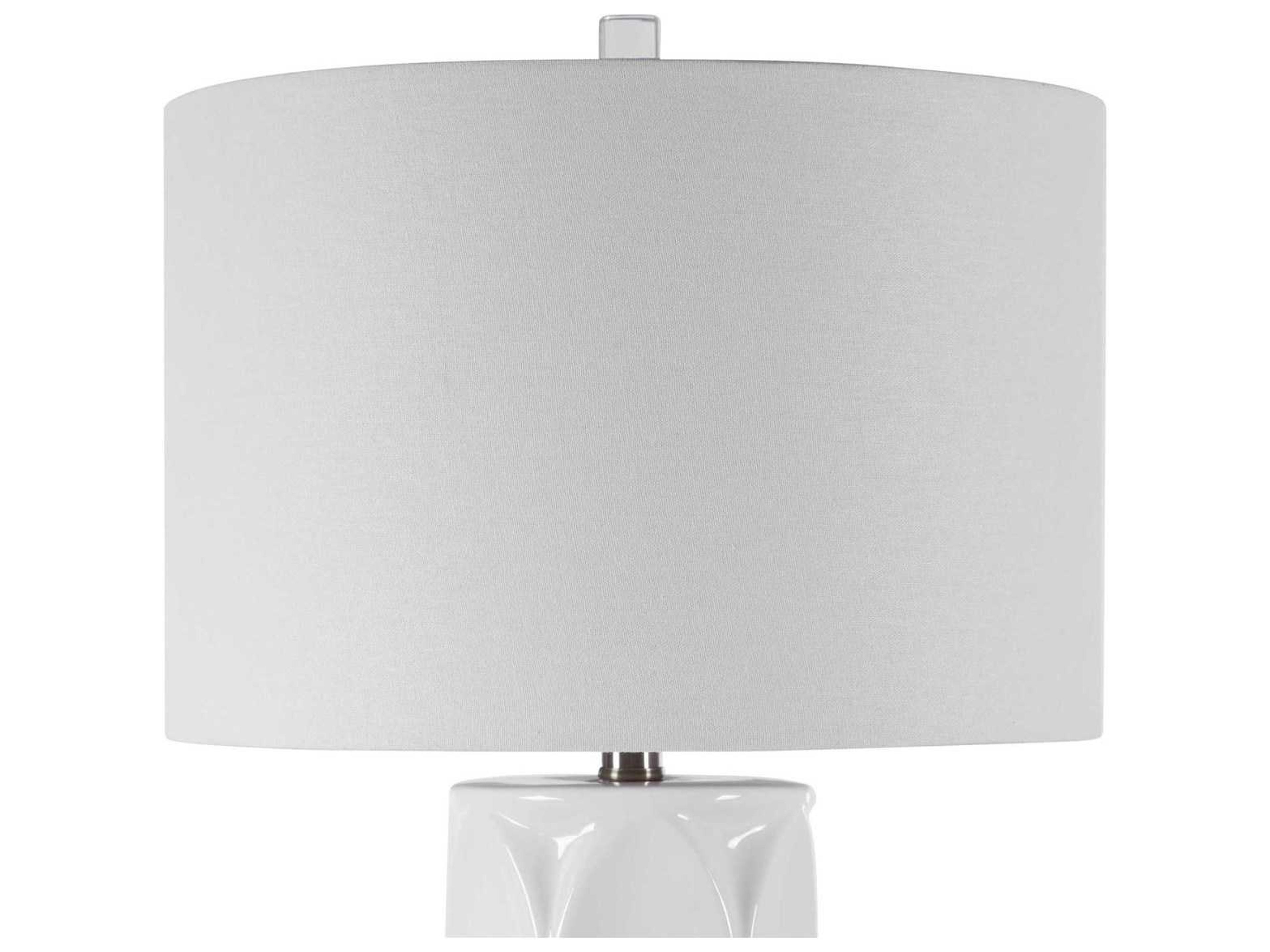 Uttermost Sinclair Glossy White Round Drum Hardback Shade Buffet Lamp