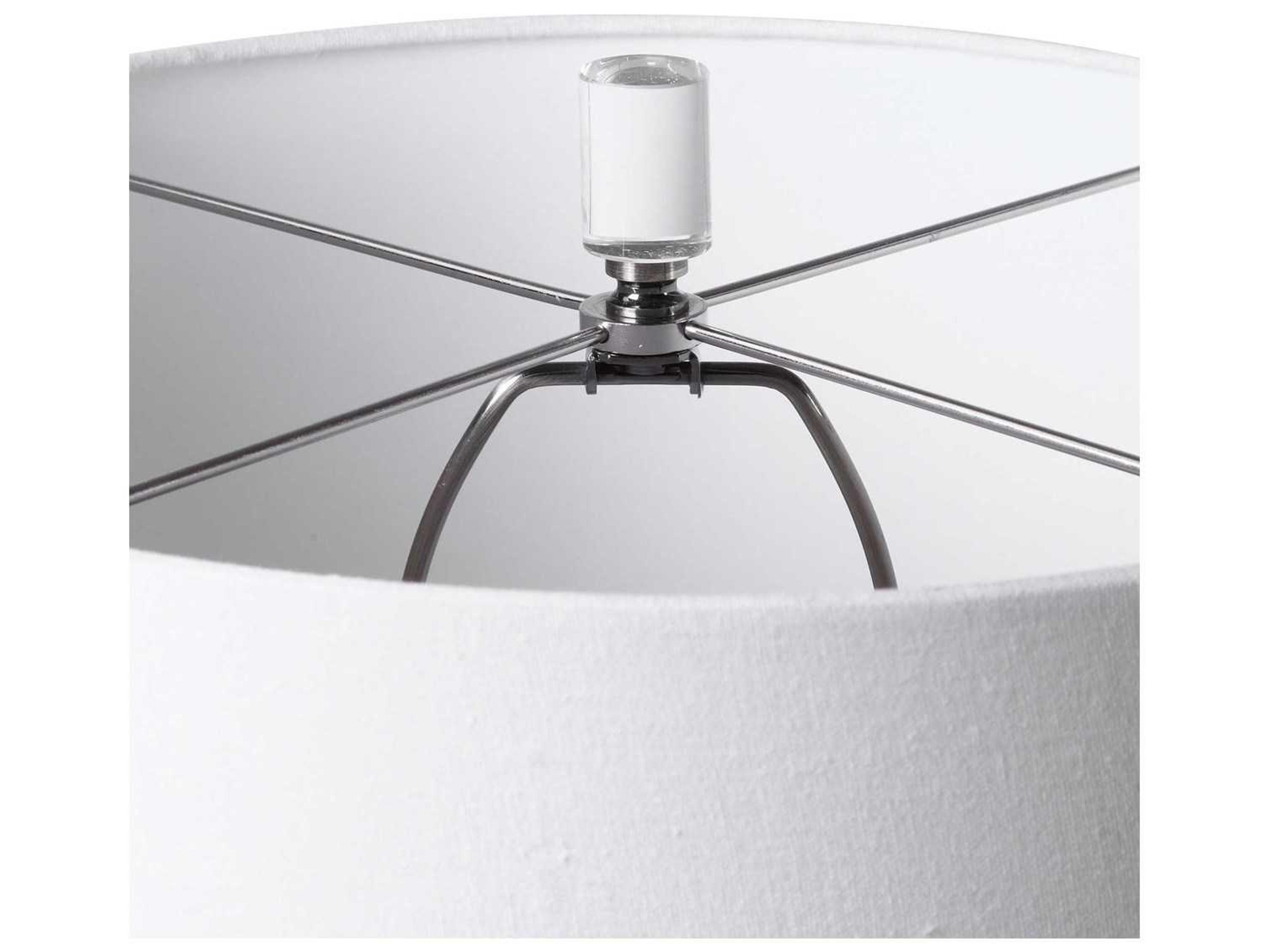 Uttermost Sinclair Glossy White Round Drum Hardback Shade Buffet Lamp