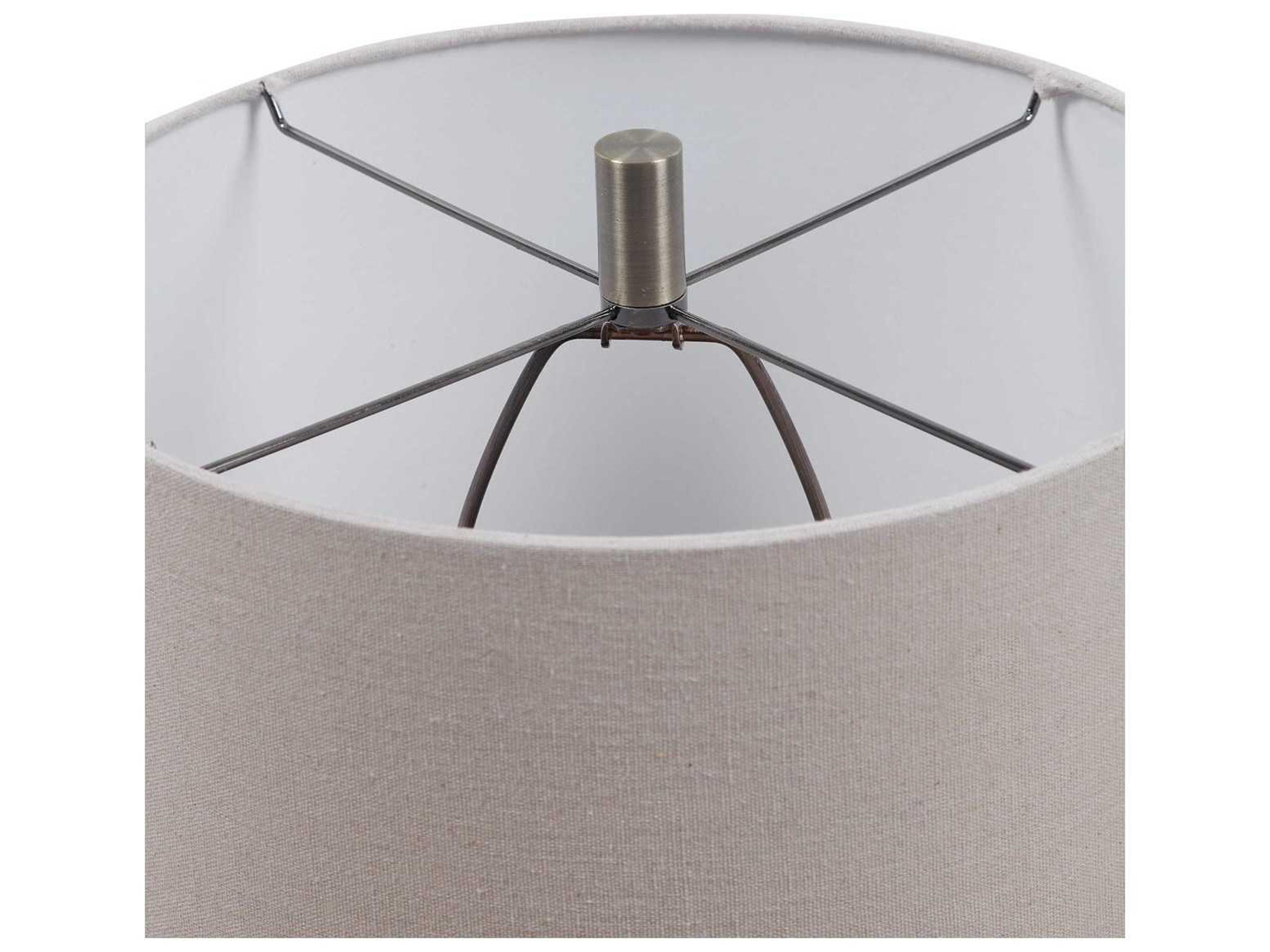 Uttermost Lagos Rust Brown Aged Taupe Round Drum Hardback Shade Table Lamp