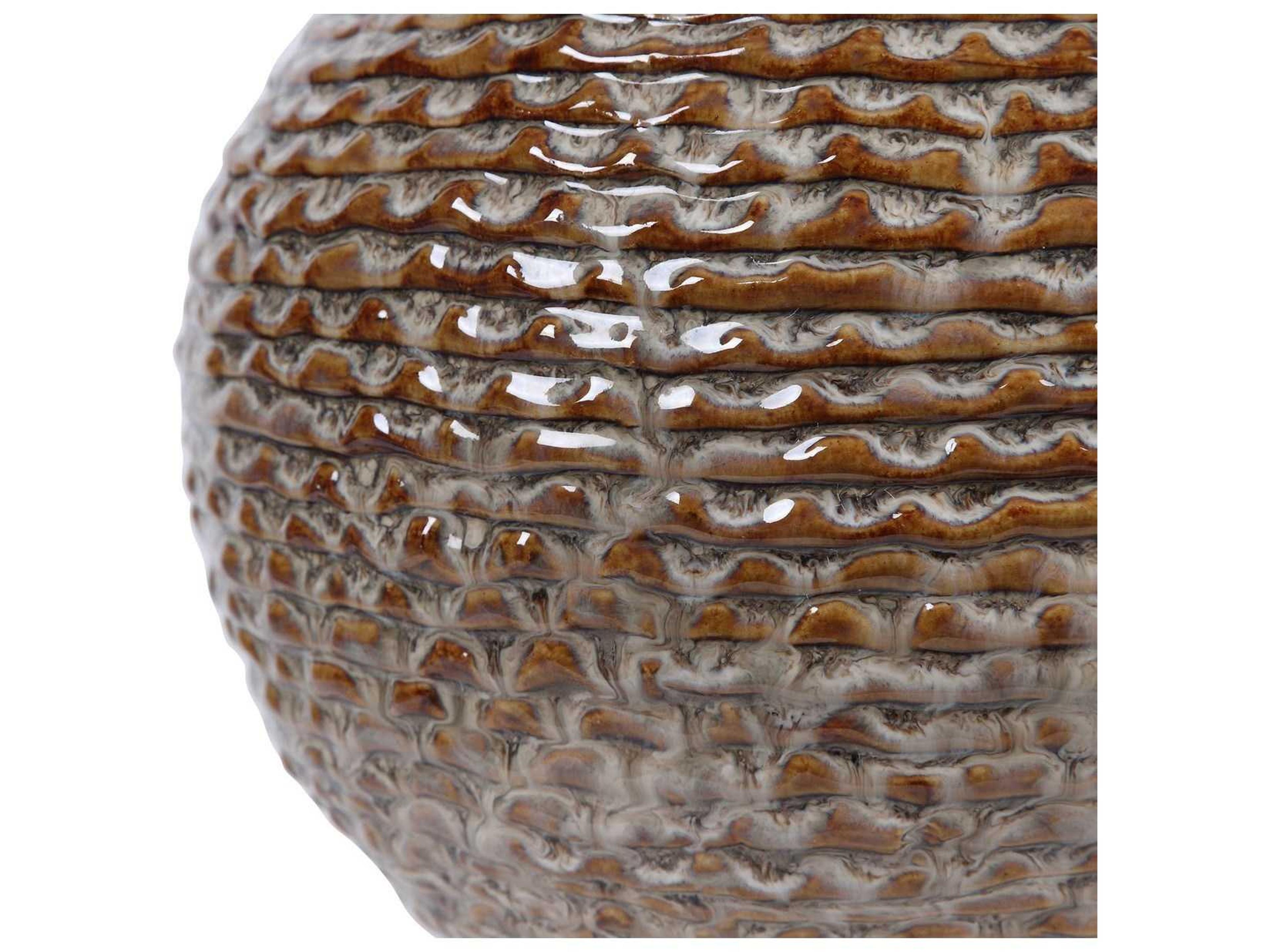 Uttermost Lagos Rust Brown Aged Taupe Round Drum Hardback Shade Table Lamp