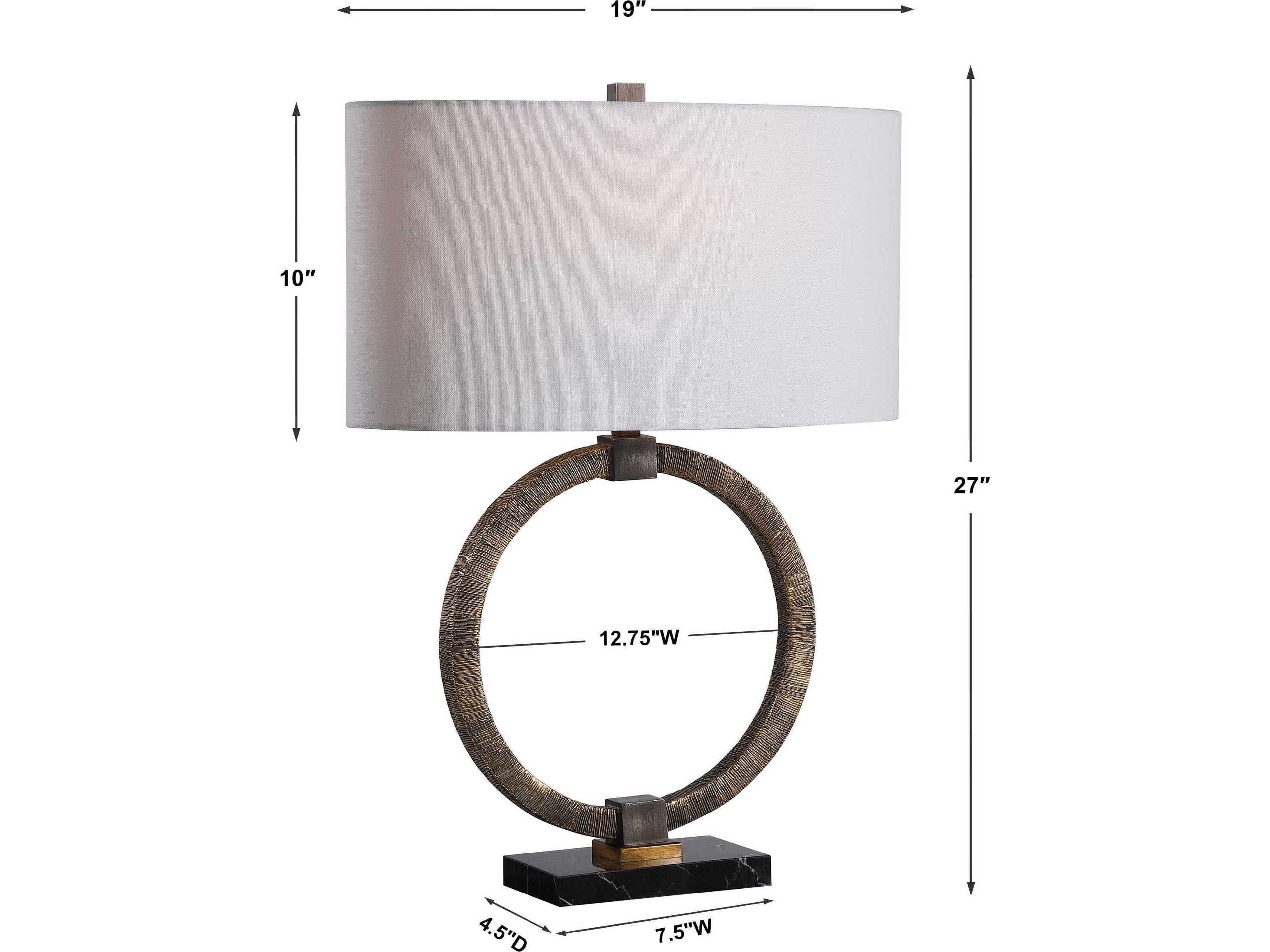 Uttermost Relic Antiqued Gold Oval Hardback Shade Buffet Lamp