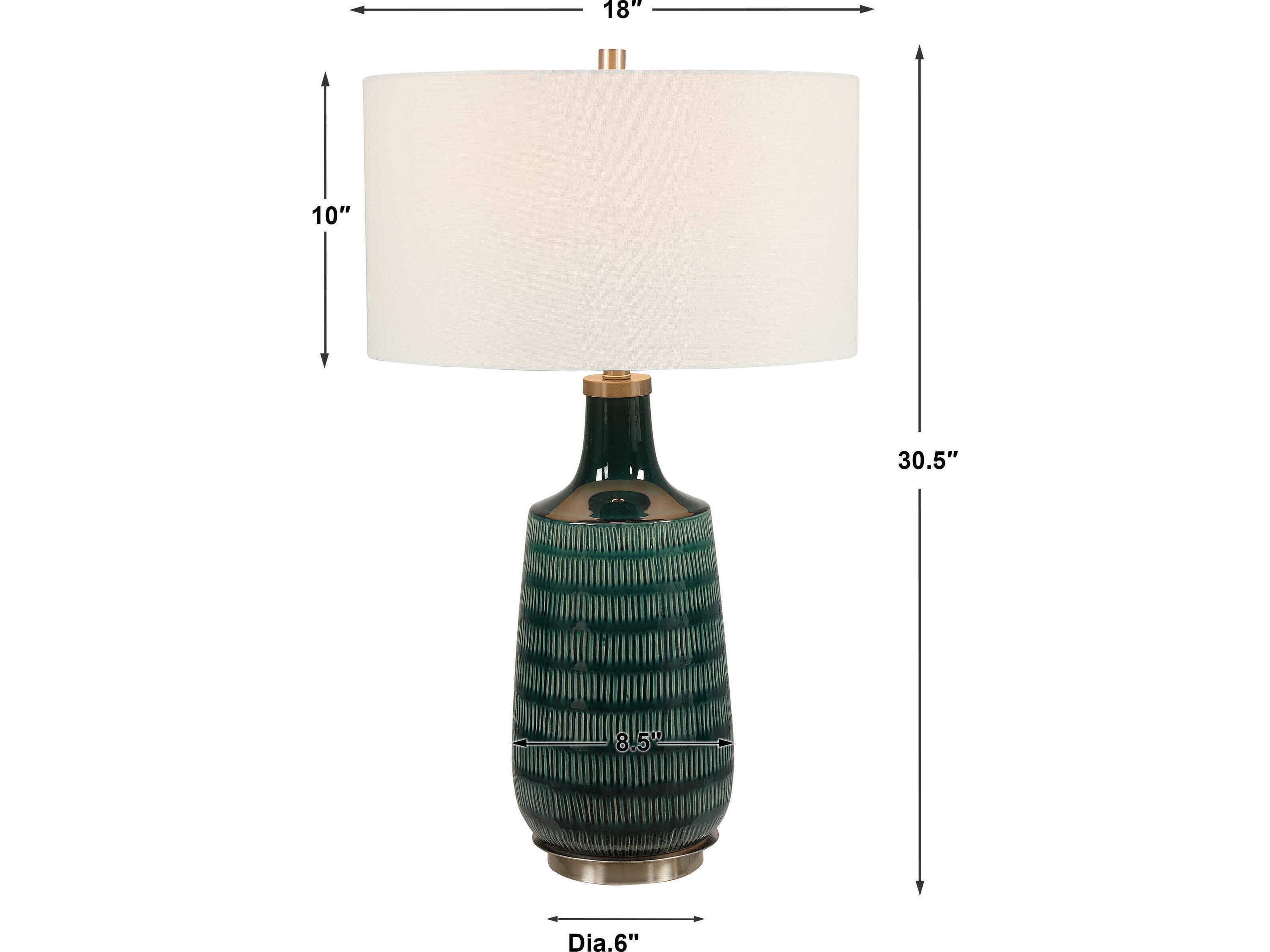 Uttermost Scouts Deep Teal Round Drum Hardback Shade Green Buffet Lamp