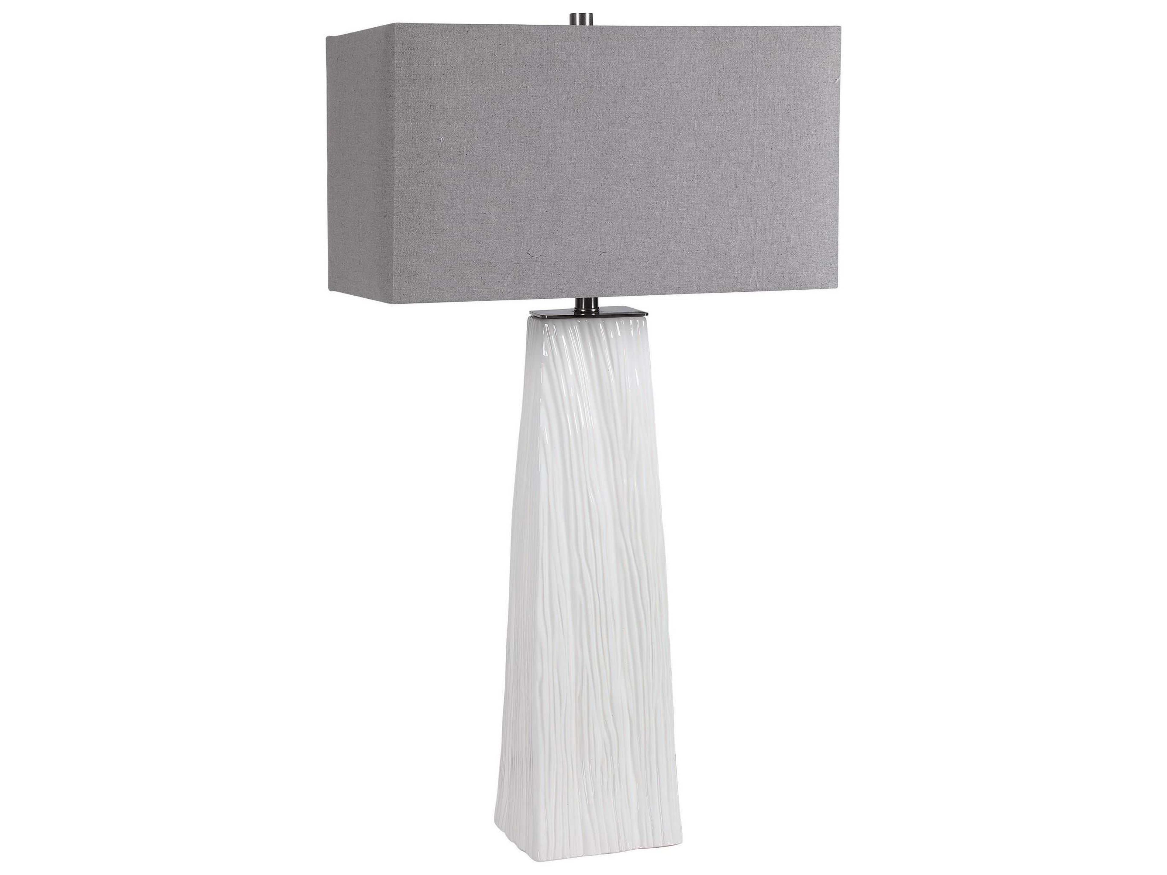 Uttermost Sycamore Gloss White Rectangle Hardback Shade Buffet Lamp