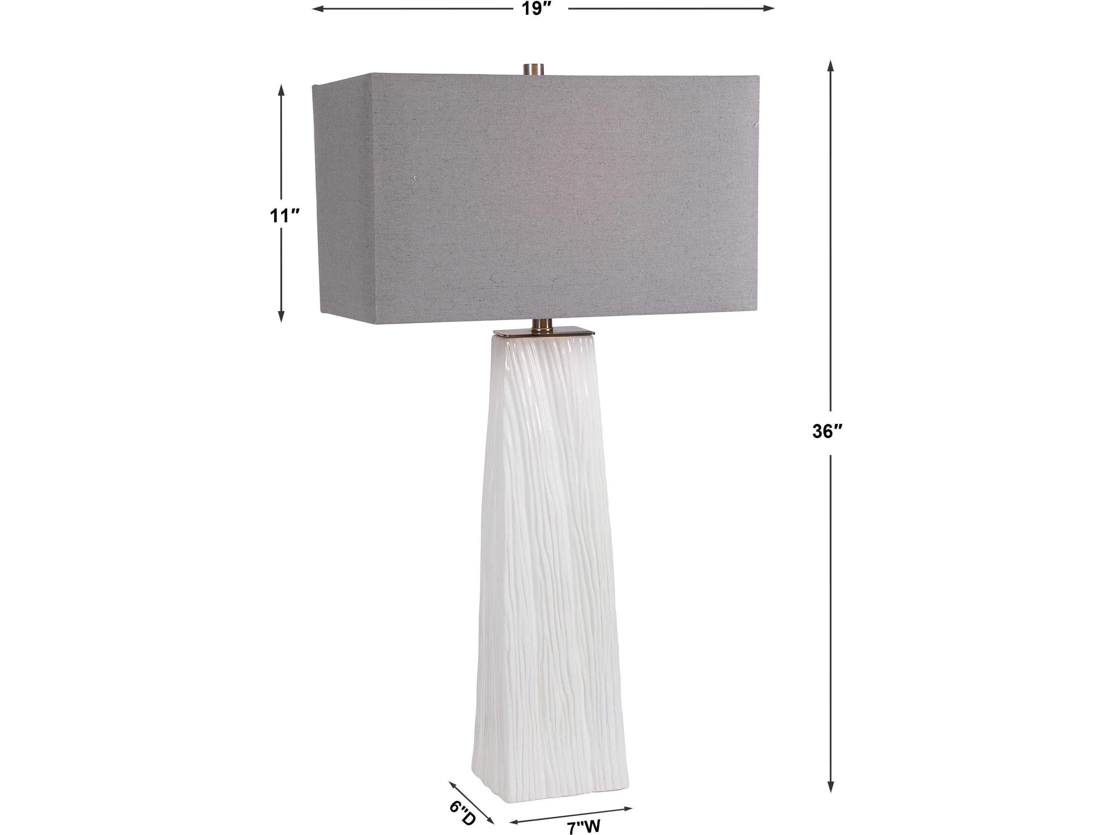 Uttermost Sycamore Gloss White Rectangle Hardback Shade Buffet Lamp