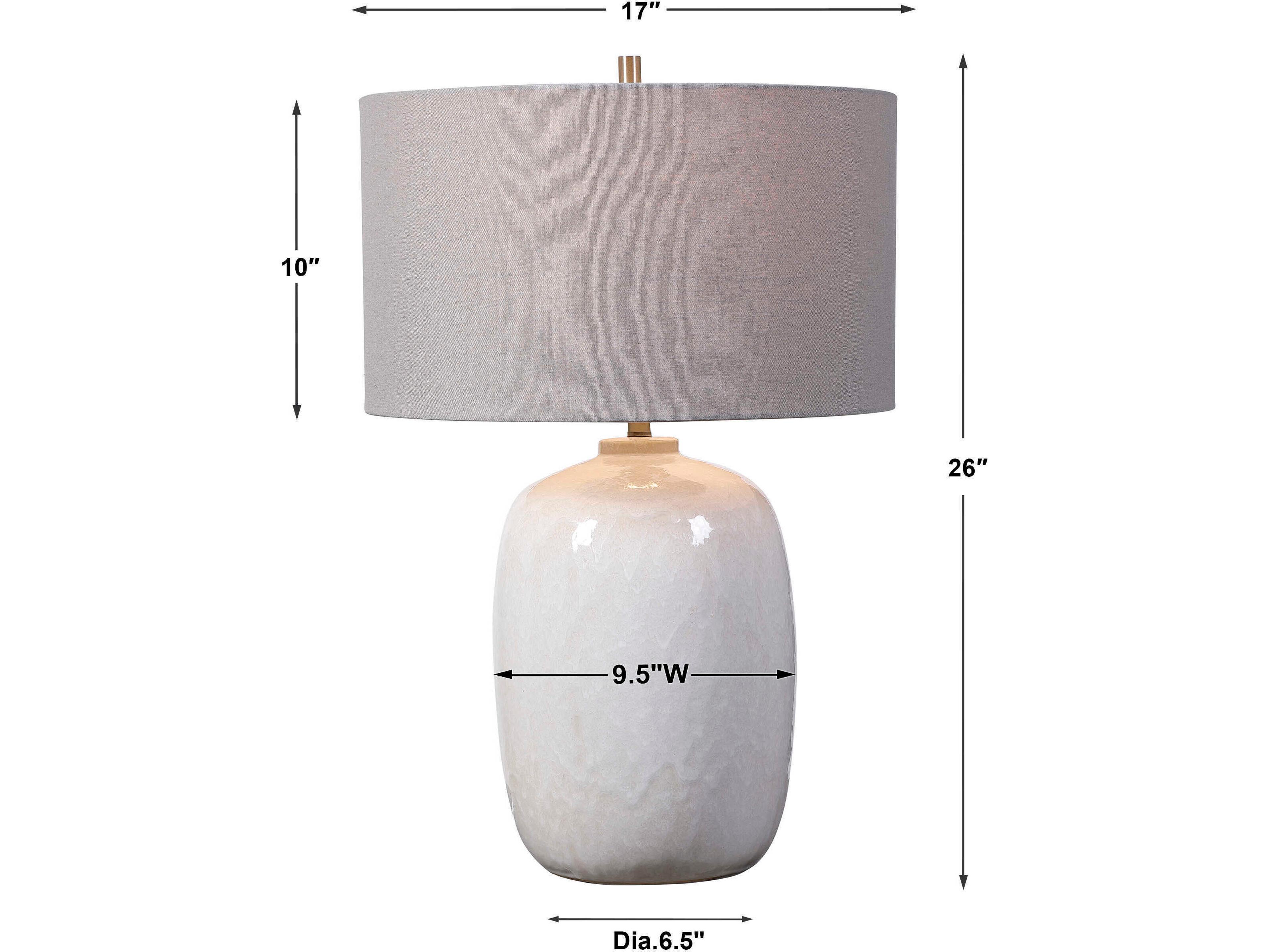 Uttermost Winterscape Round Drum Hardback Off White Buffet Lamp