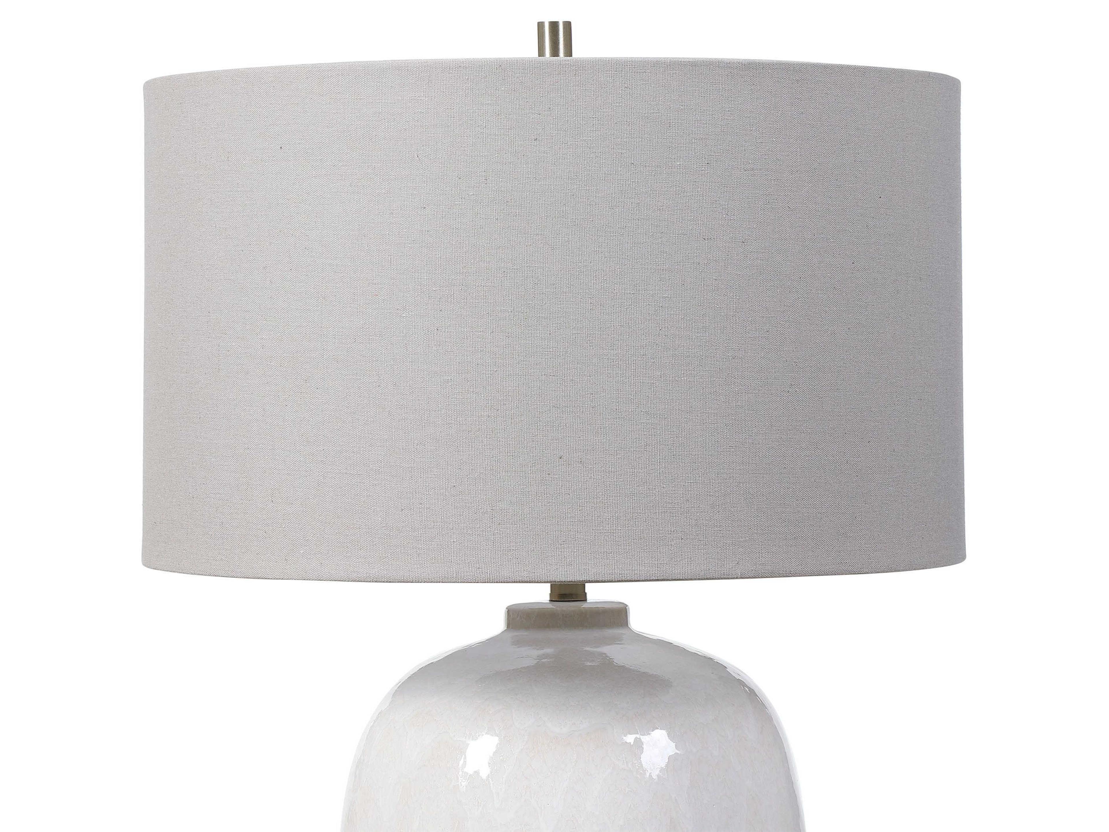 Uttermost Winterscape Round Drum Hardback Off White Buffet Lamp