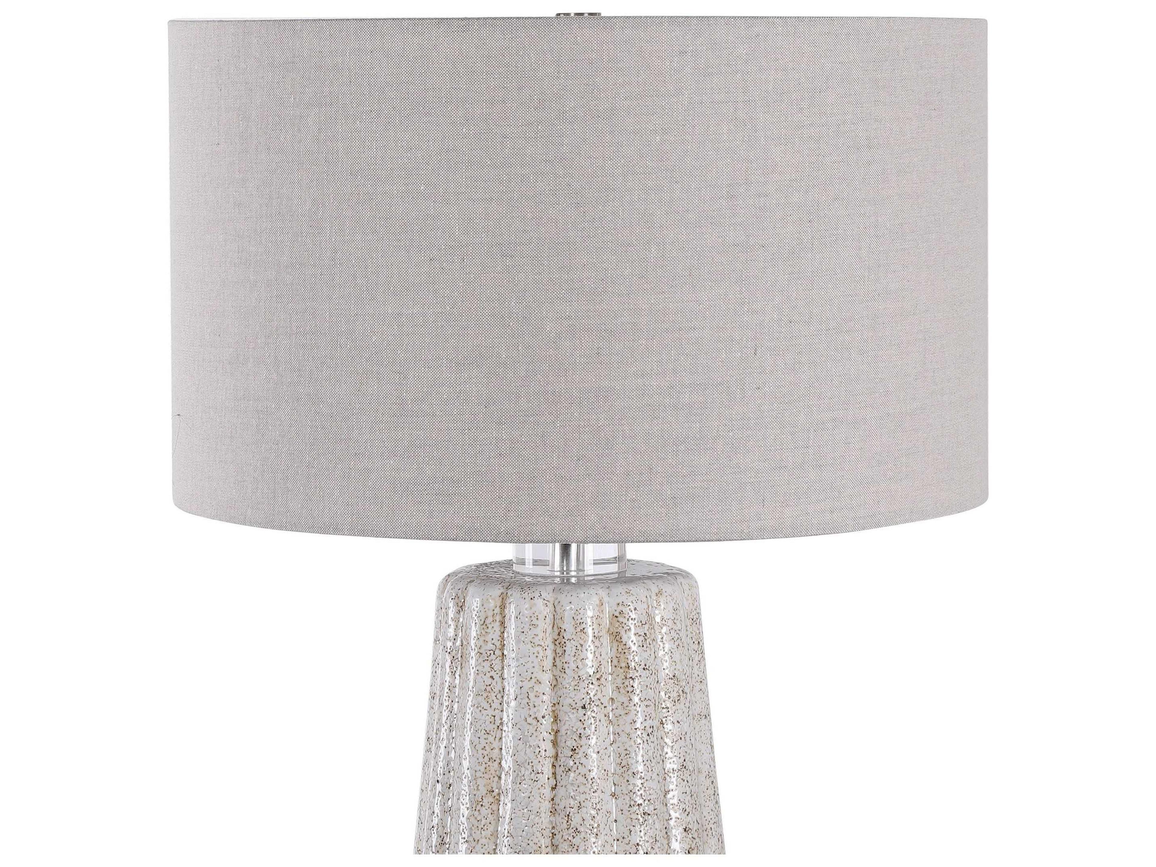 Uttermost Pikes Crystal Round Drum Hardback White Buffet Lamp