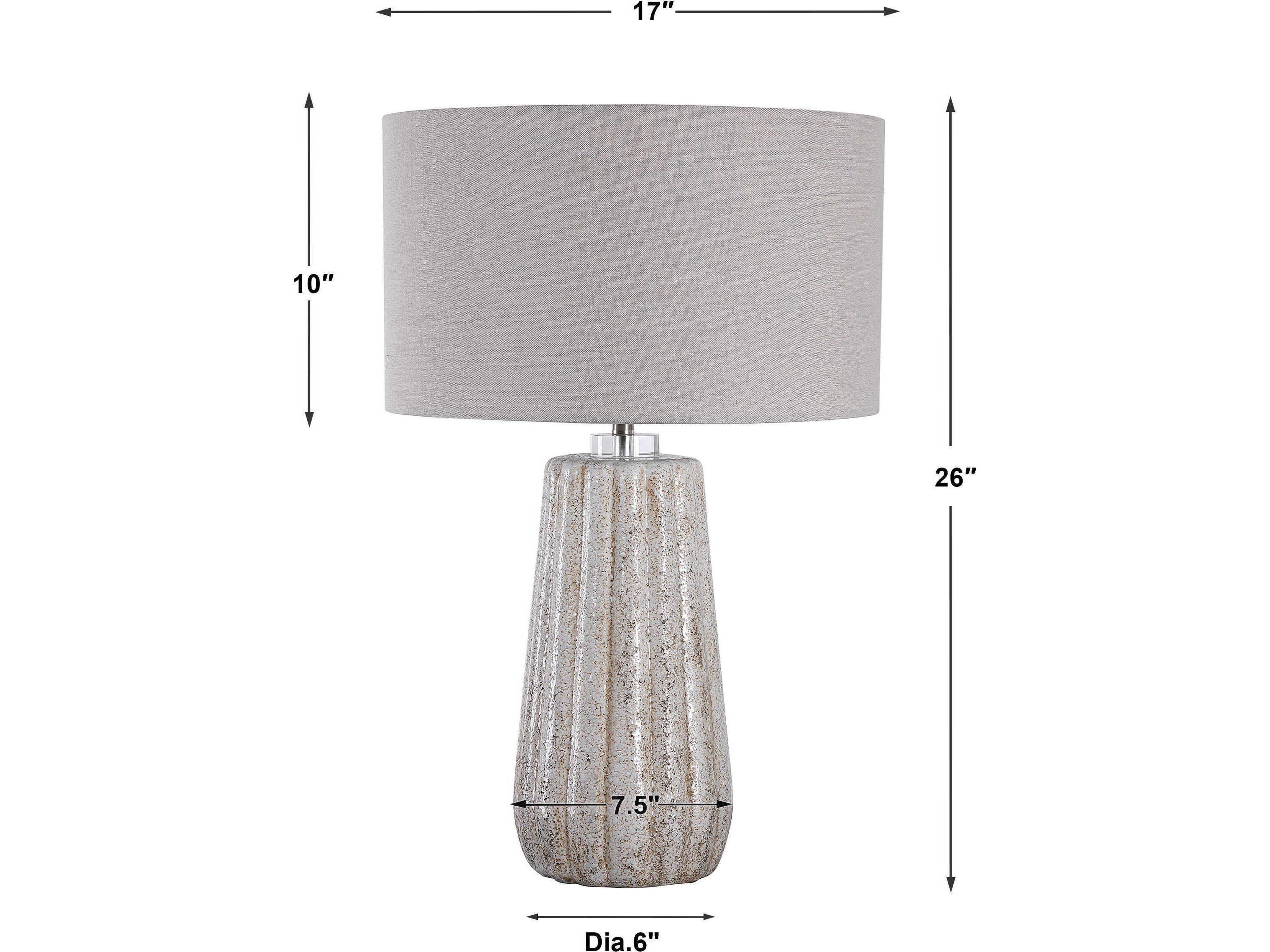 Uttermost Pikes Crystal Round Drum Hardback White Buffet Lamp