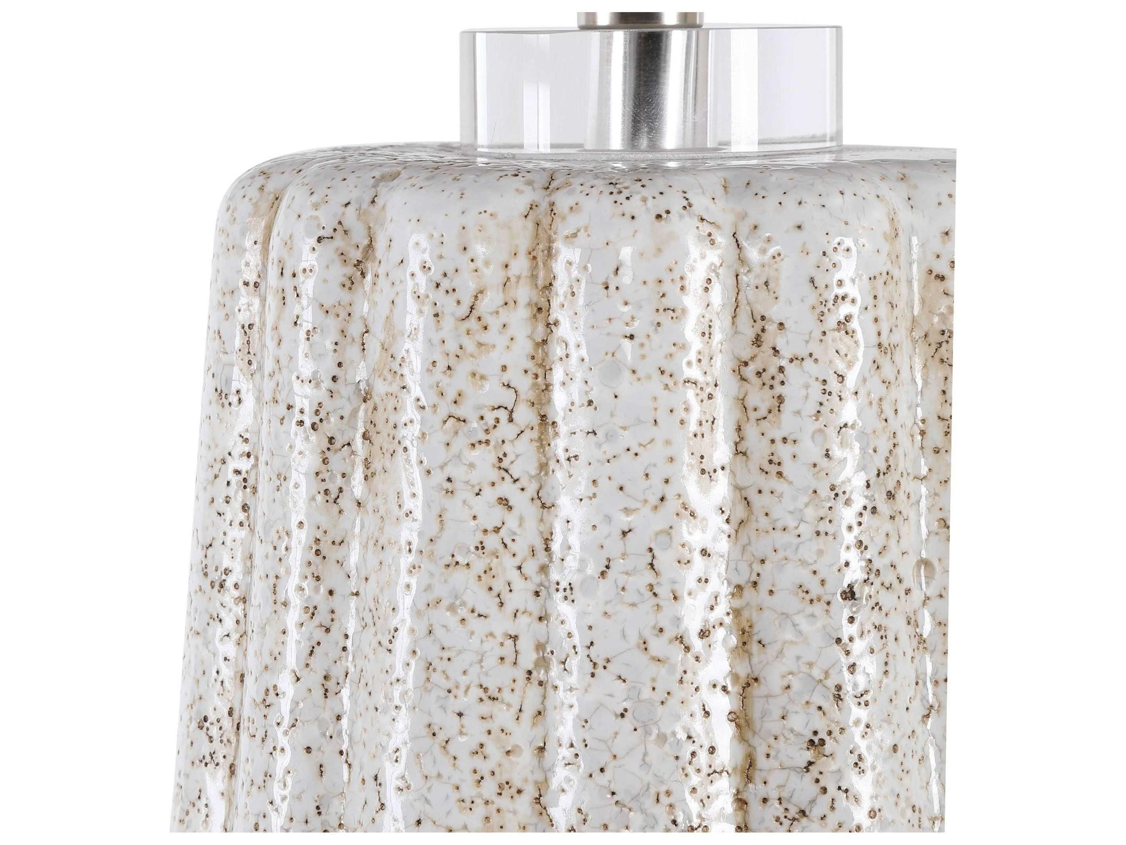 Uttermost Pikes Crystal Round Drum Hardback White Buffet Lamp