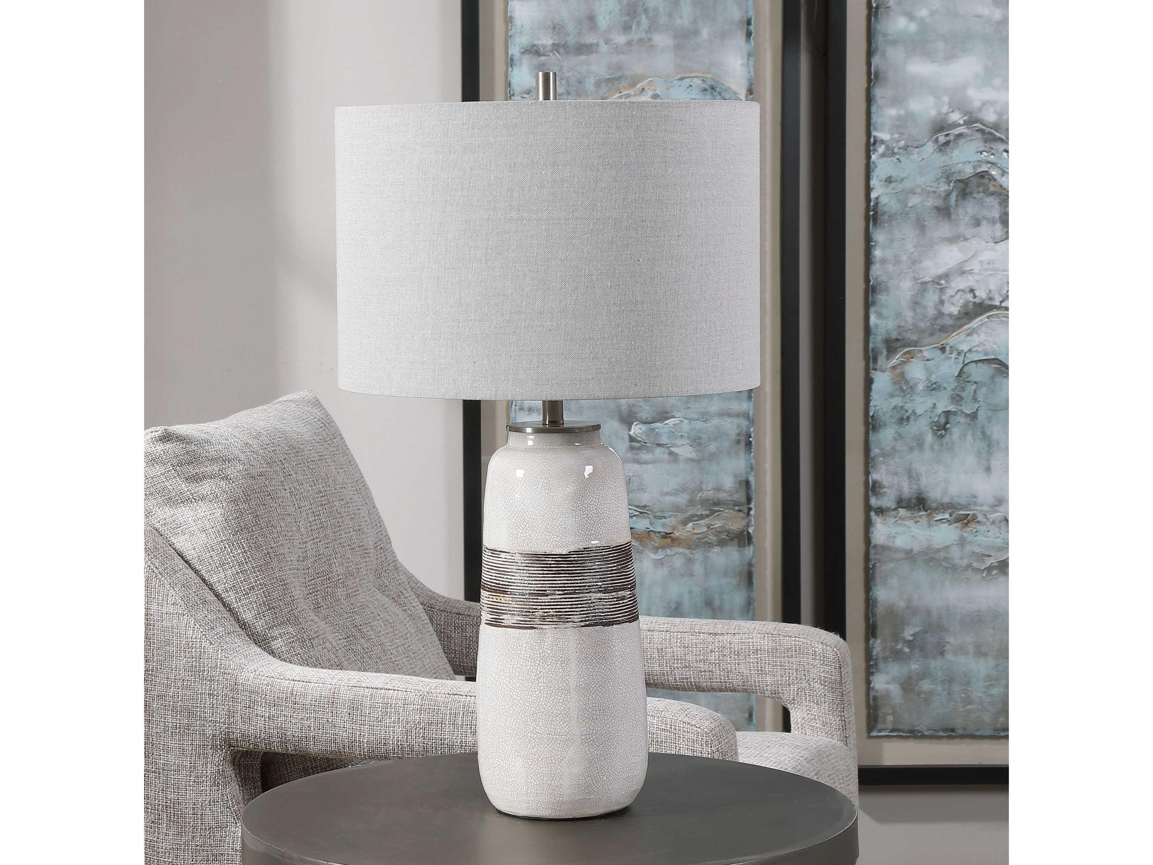 Uttermost Comanche Round Drum Hardback White Buffet Lamp