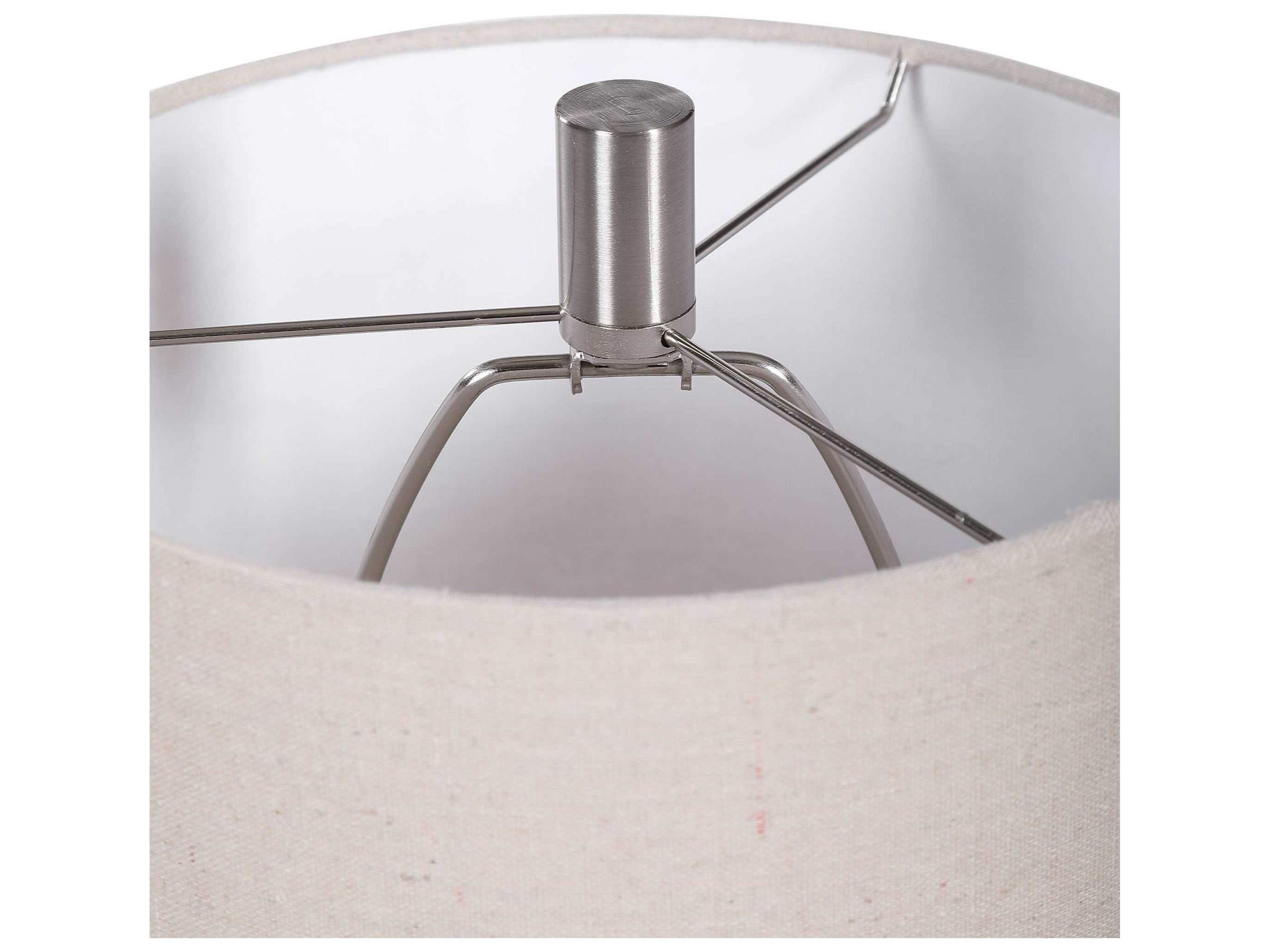 Uttermost Stevens Bleached Wood Round Drum Hardback White Table Lamp