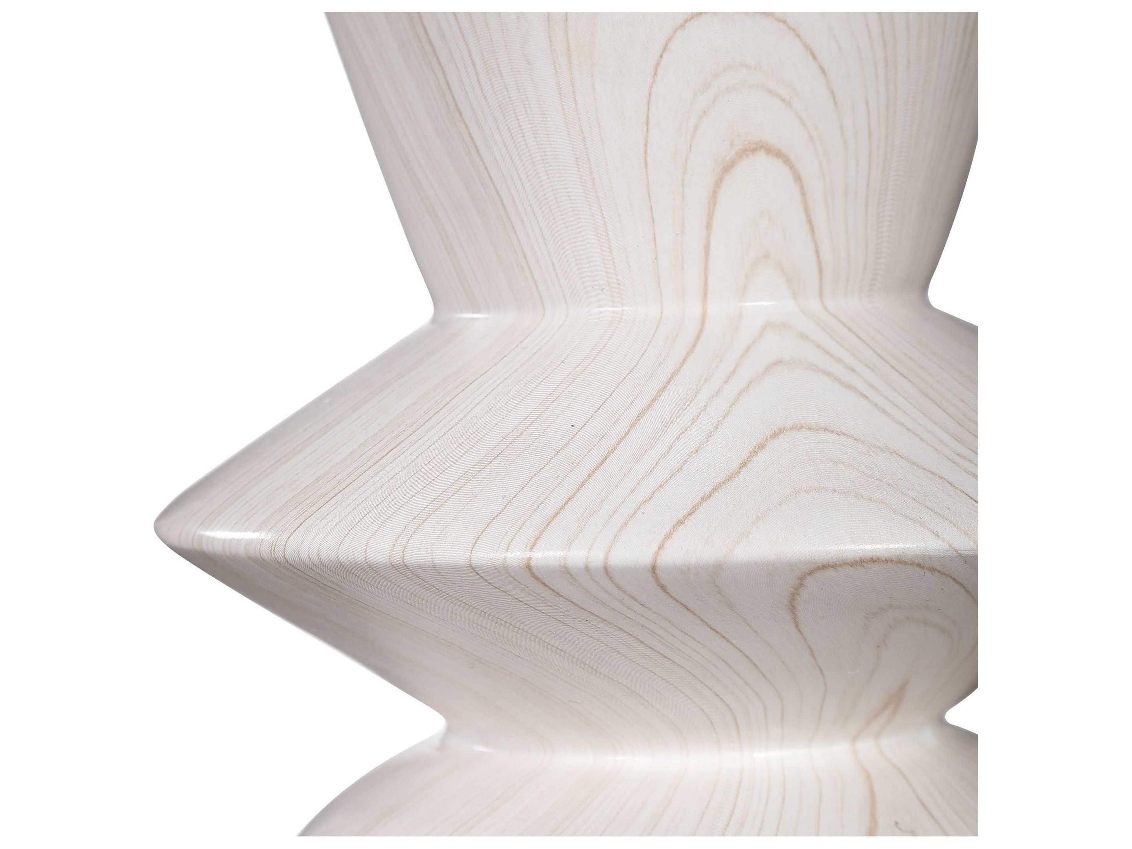 Uttermost Stevens Bleached Wood Round Drum Hardback White Table Lamp