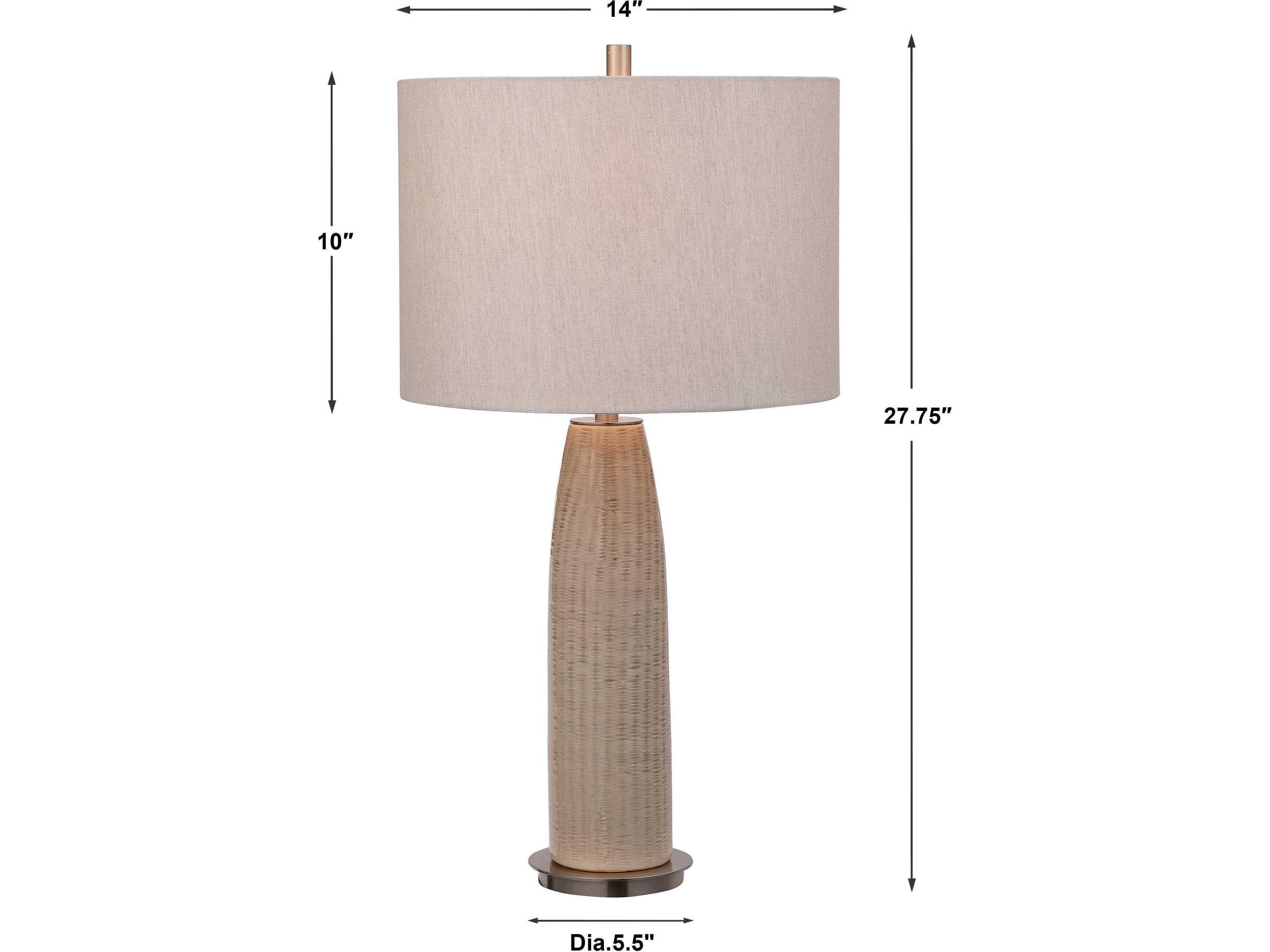 Uttermost Delgado Distressed Light Gray Round Drum Hardback Buffet Lamp