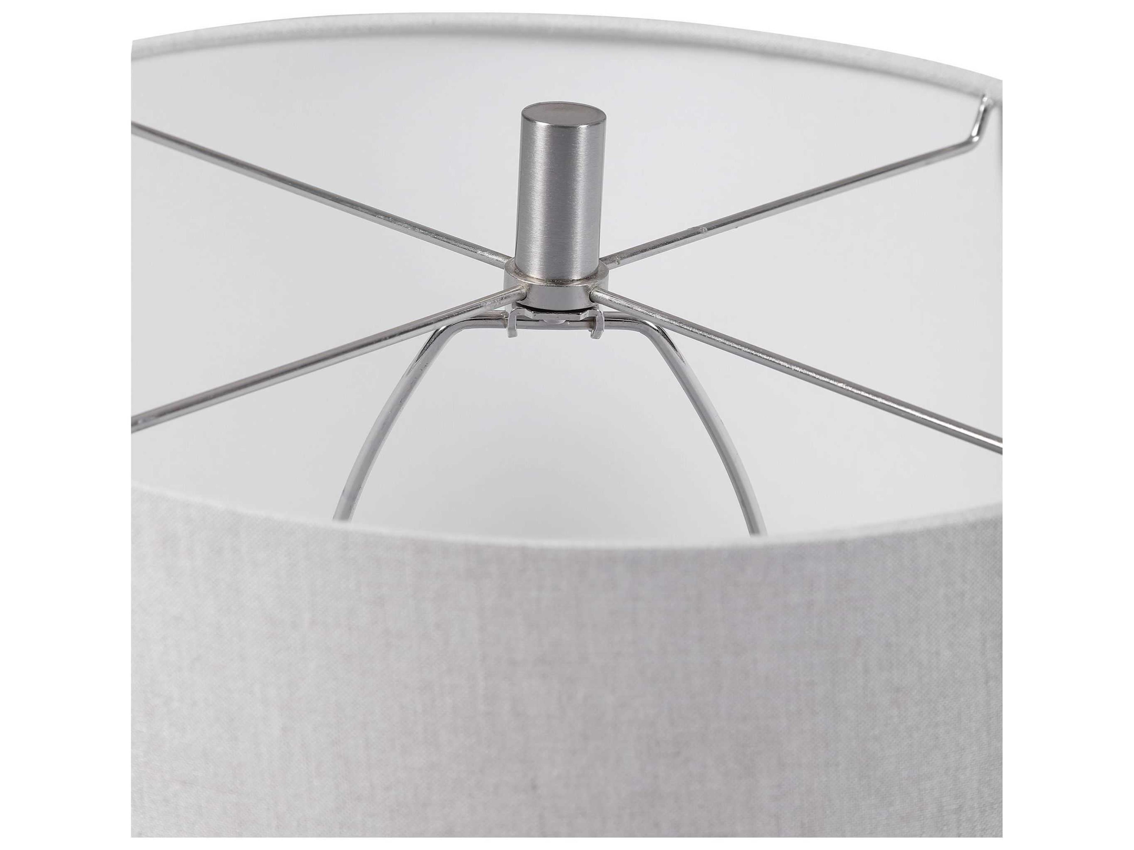 Uttermost Delgado Distressed Light Gray Round Drum Hardback Buffet Lamp