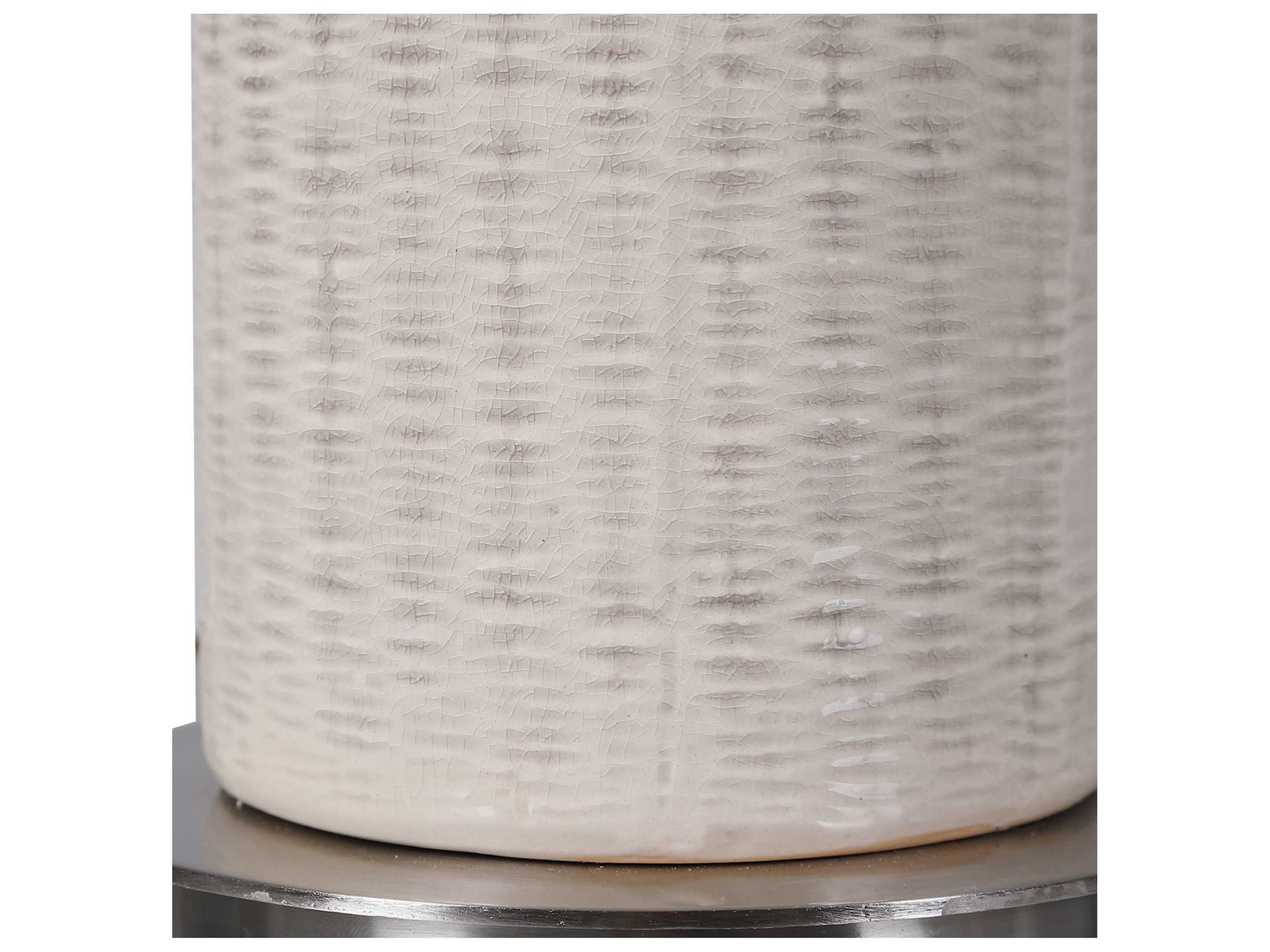 Uttermost Delgado Distressed Light Gray Round Drum Hardback Buffet Lamp