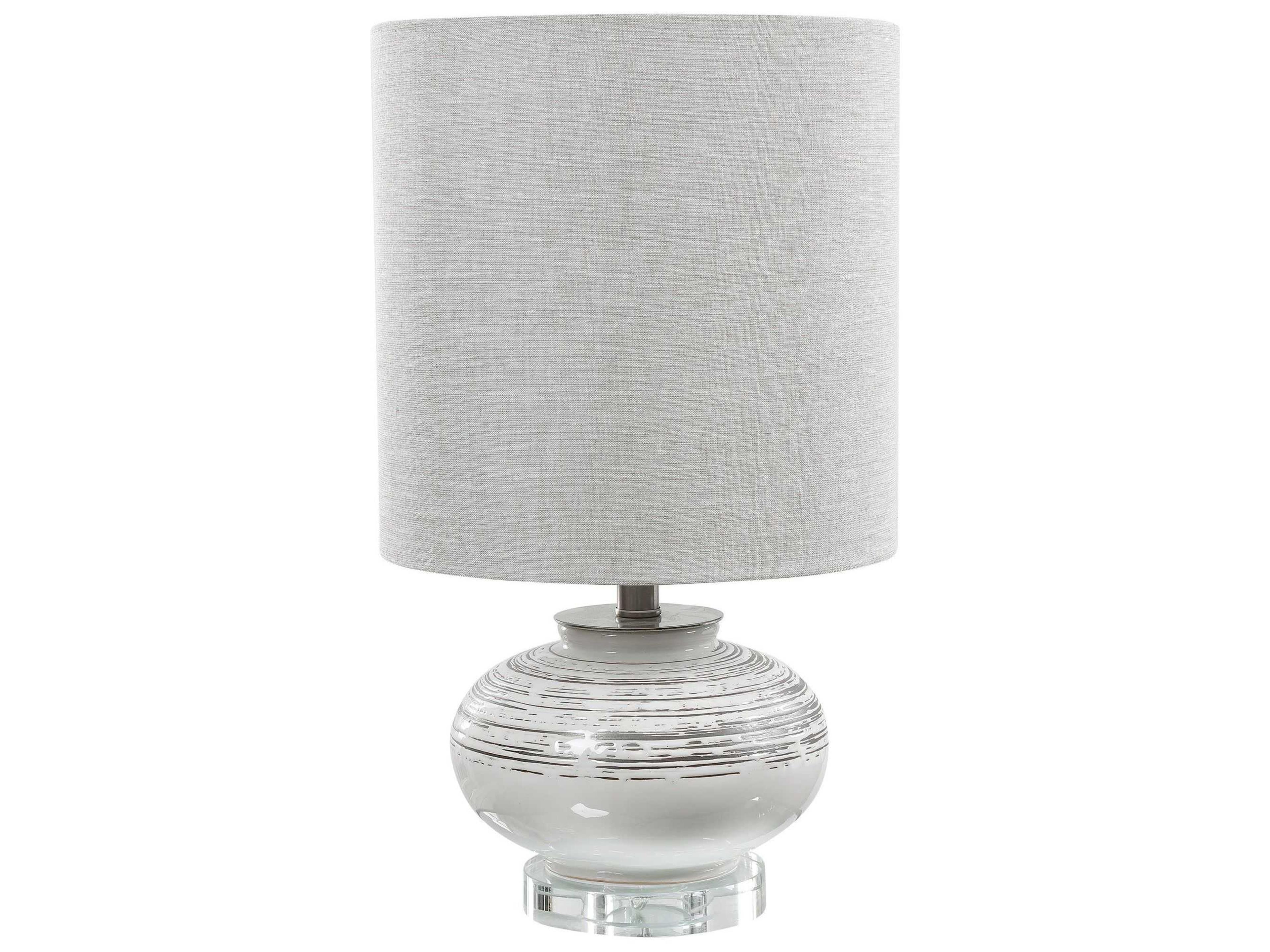 Uttermost Lenta Crystal Round Drum Hardback Off White Table Lamp