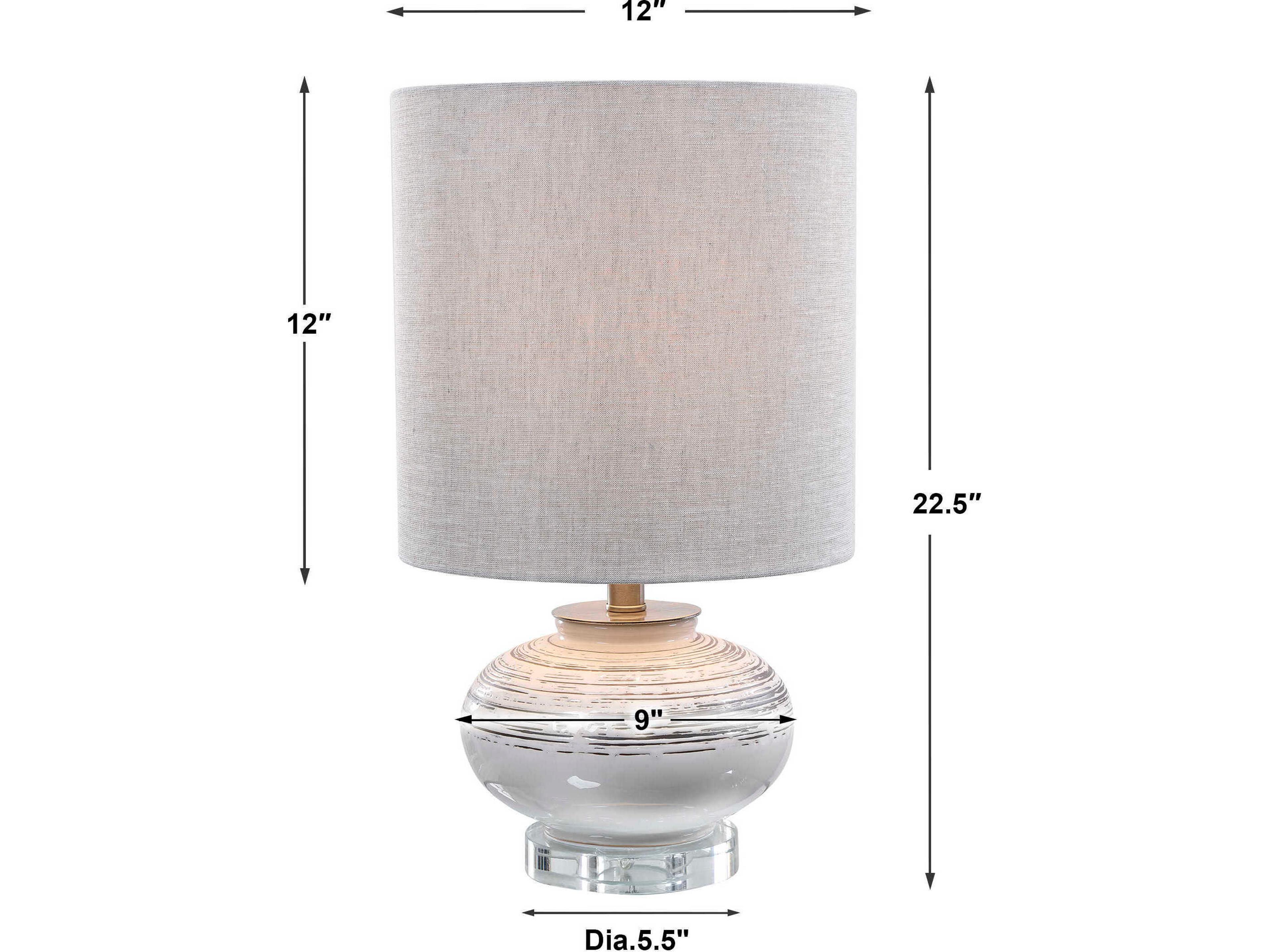 Uttermost Lenta Crystal Round Drum Hardback Off White Table Lamp